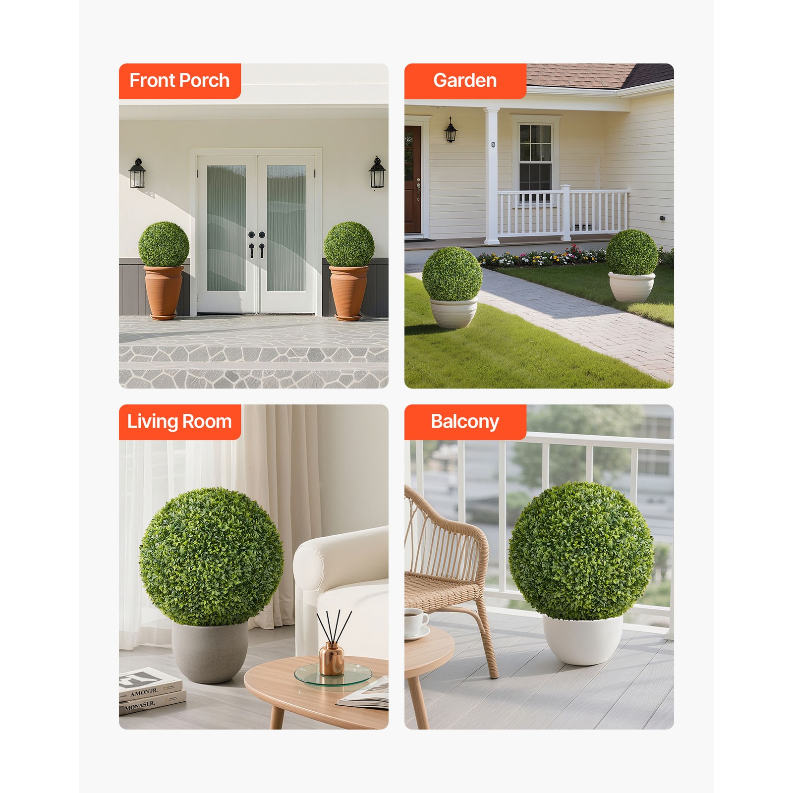 Uimoso 23-Inch Artificial Boxwood Ball for Home, Garden, and Event Decoration