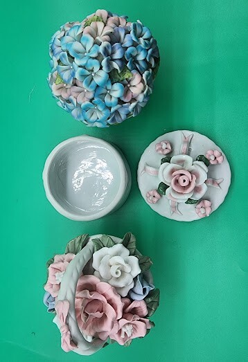 3 Vintage Porcelain Flower Basket Set