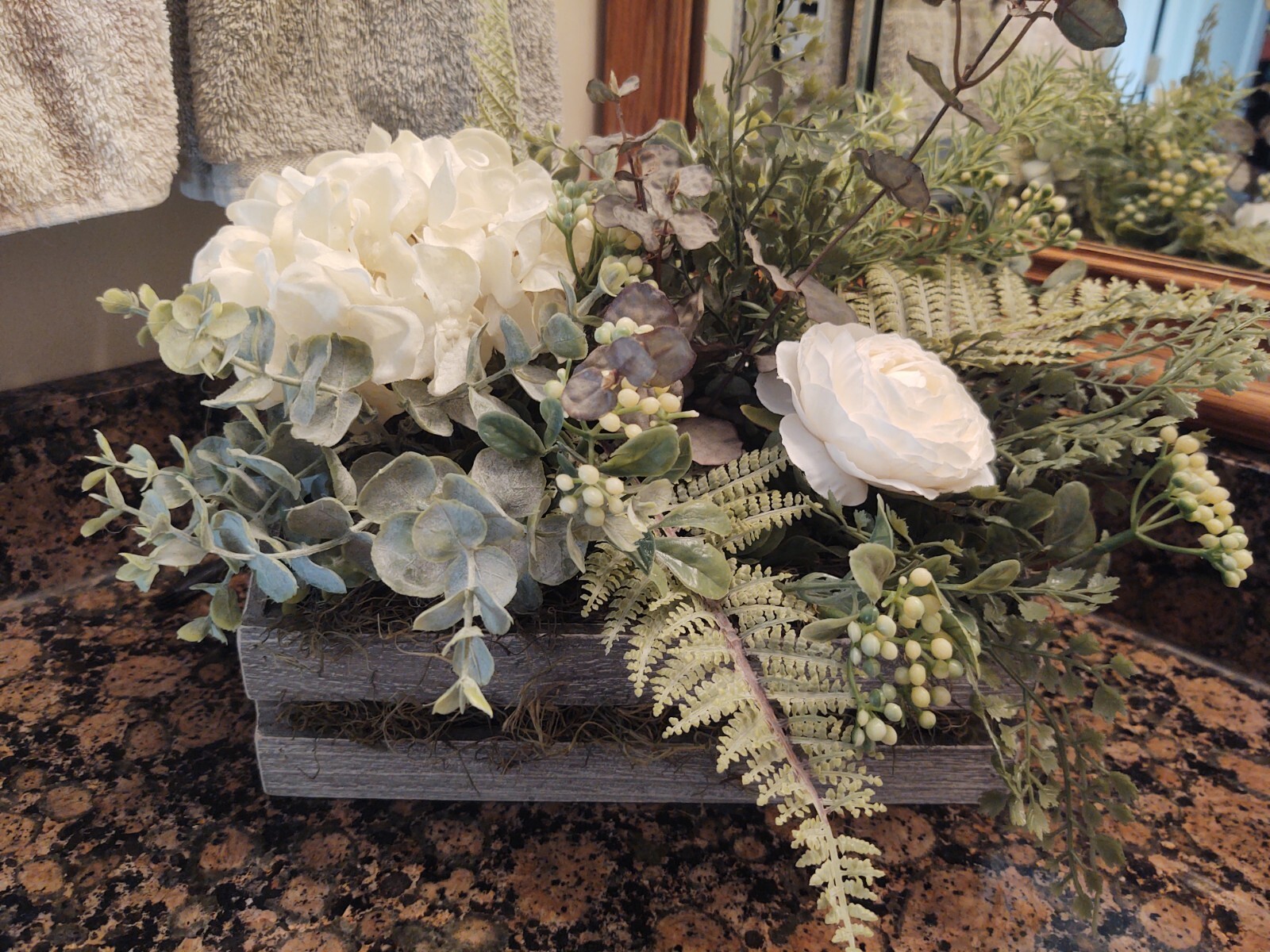 Floral Arrangement, Housewarming Gift, Flower Arrangement Wooden Box, Home Decor