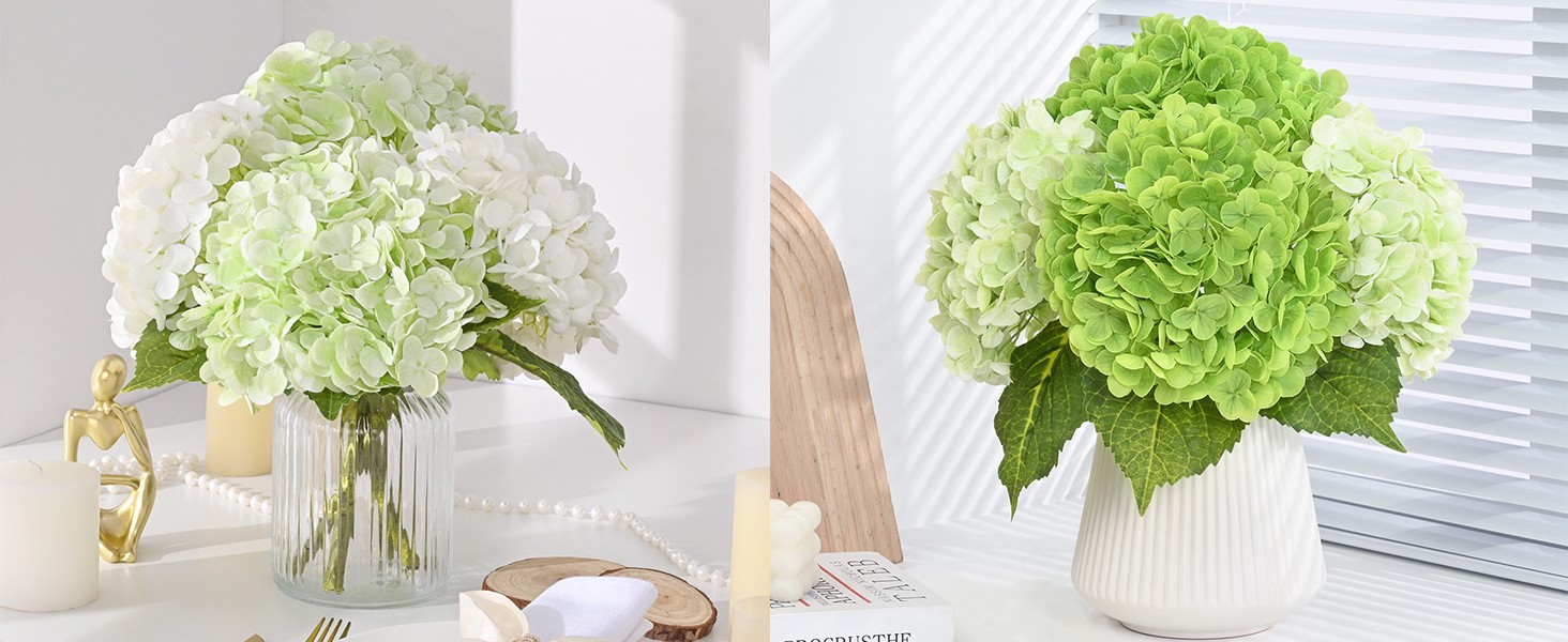 Hydrangea Artificial Flowers, Latex Real Touch Hydrangeas Lifelike Large