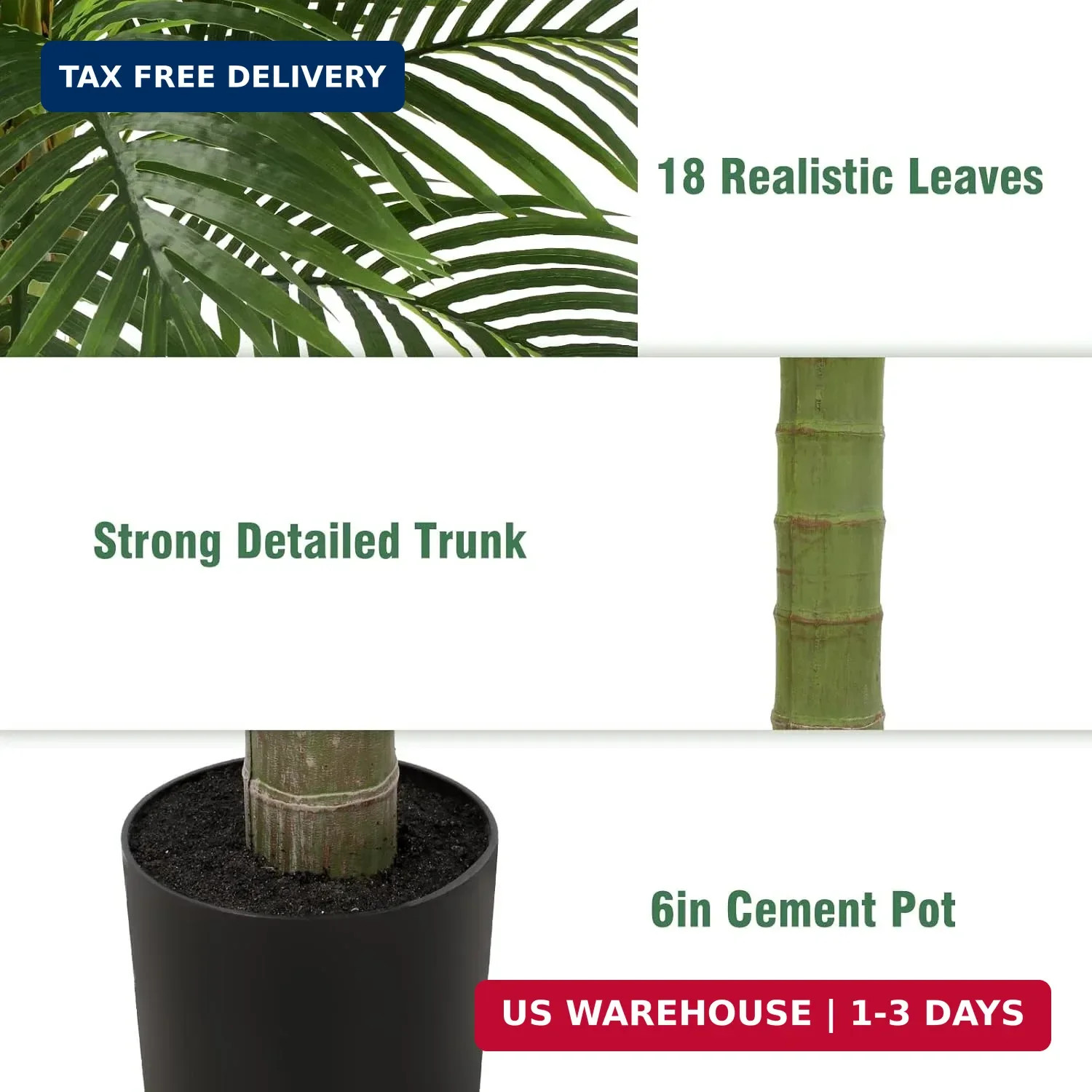 Palm Tree Artificial Tropical Plant 6FT Tall Faux Plants Indoor Fake Floor Plant