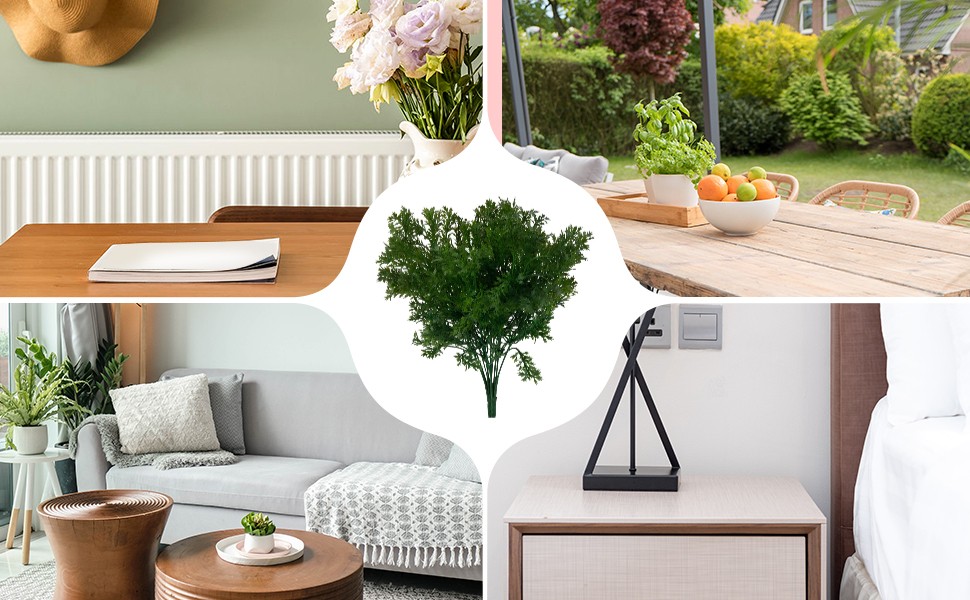 36CM Green Artificial Plant 6-Branch Parsley Grass Home Wedding