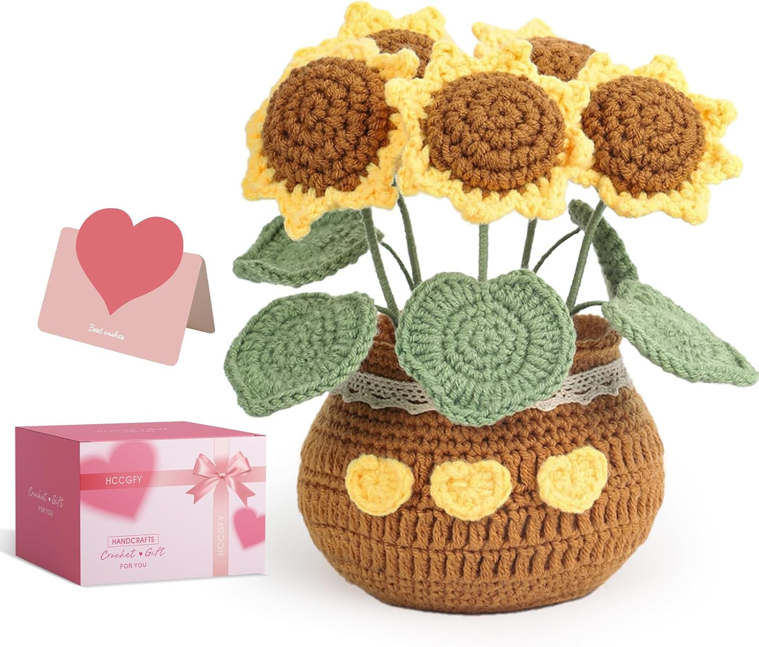 Knitted Sunflower Bouquet in Gift Box – Perfect for Moms, Wives & Girlfriends