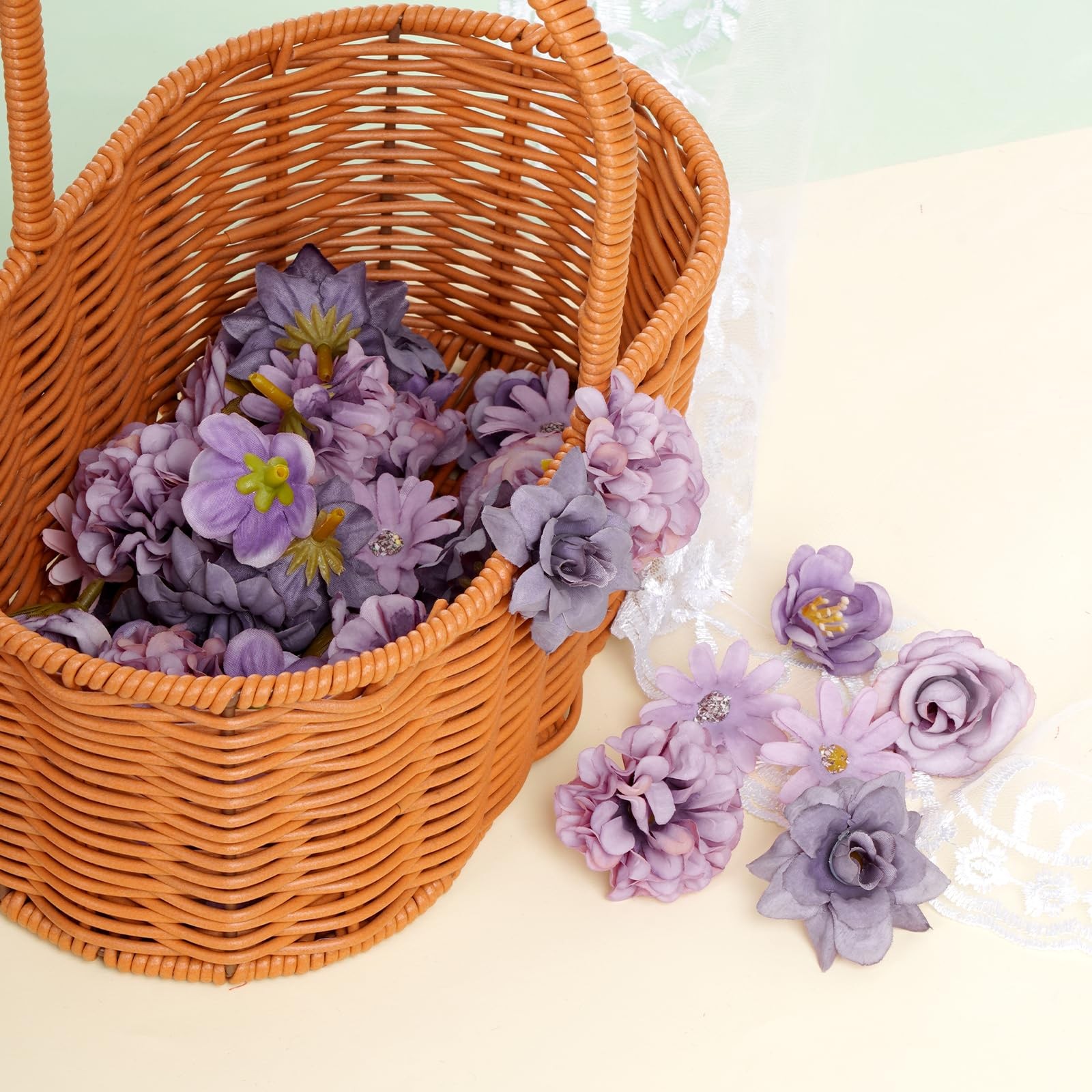 50pcs Faux Artificial Flower Heads Small Flower Heads for Wedding Baby Shower…