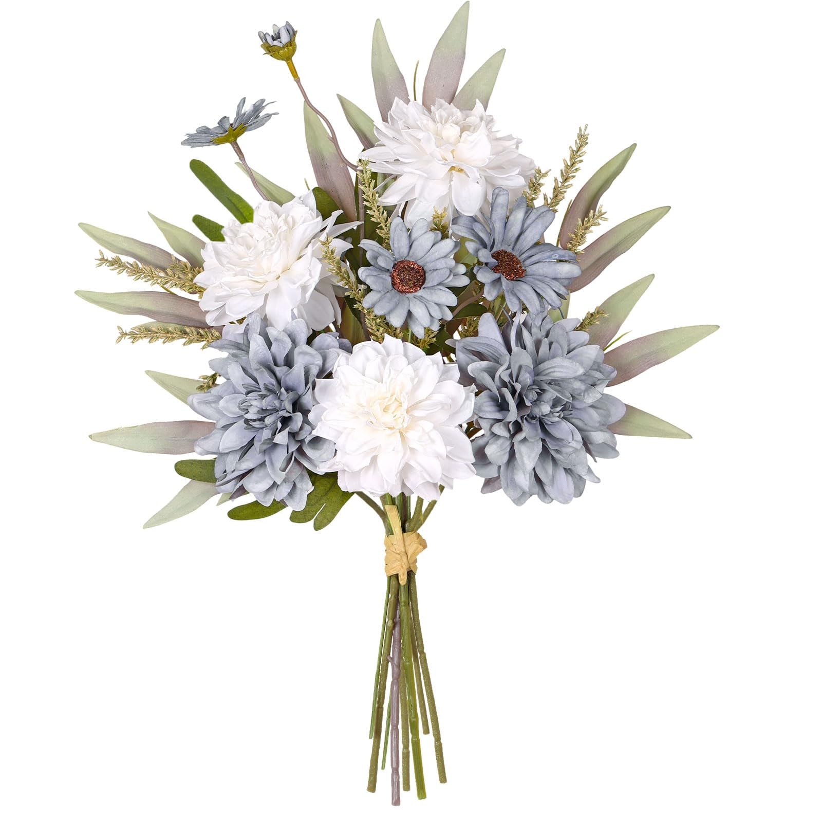 Artificial Flowers Bouquet Silk Blue Flowers Fake Floral Arrangements Faux Bl…