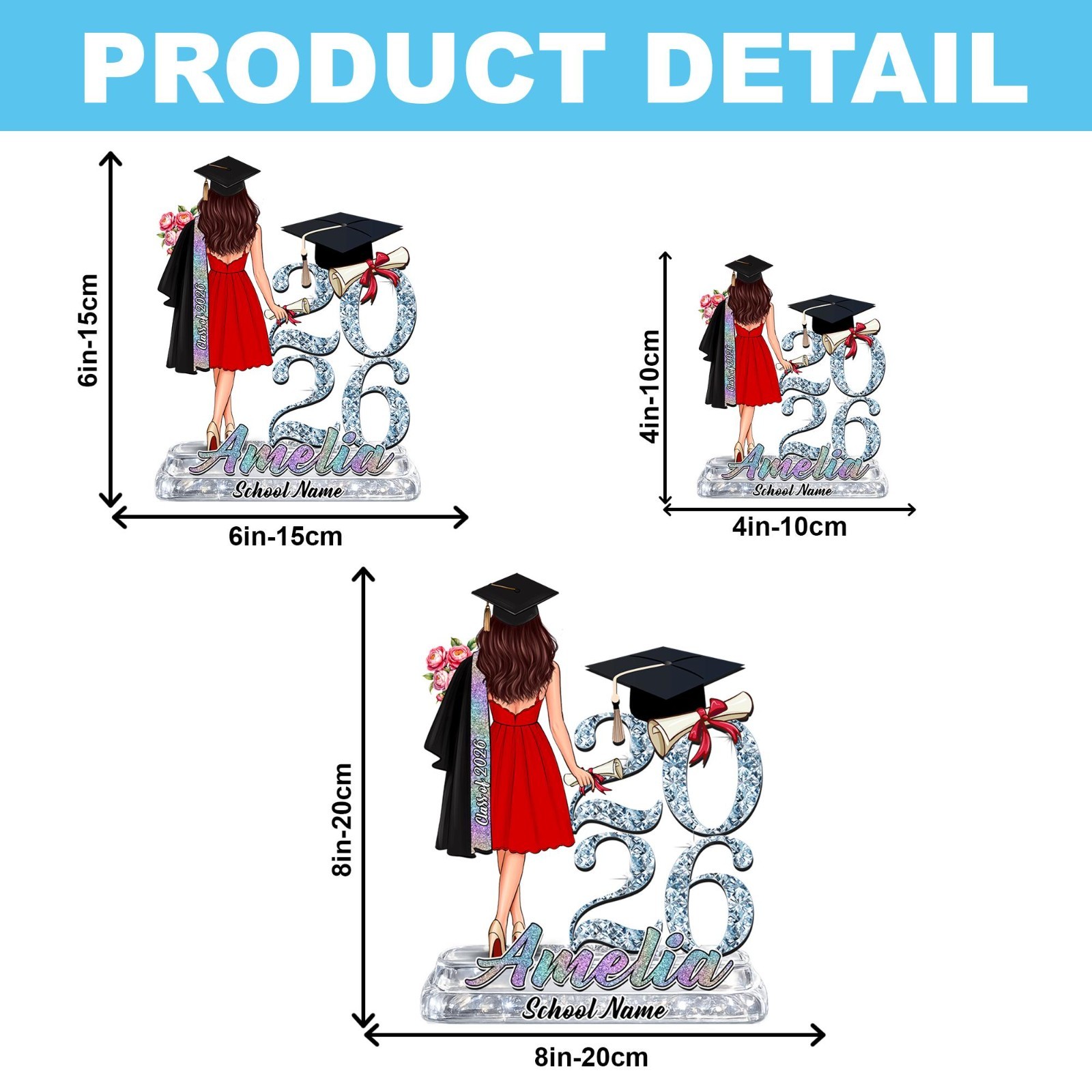 Personalized Graduation Gift 2026 Girl Acrylic Plaque, Custom Name Senior Class