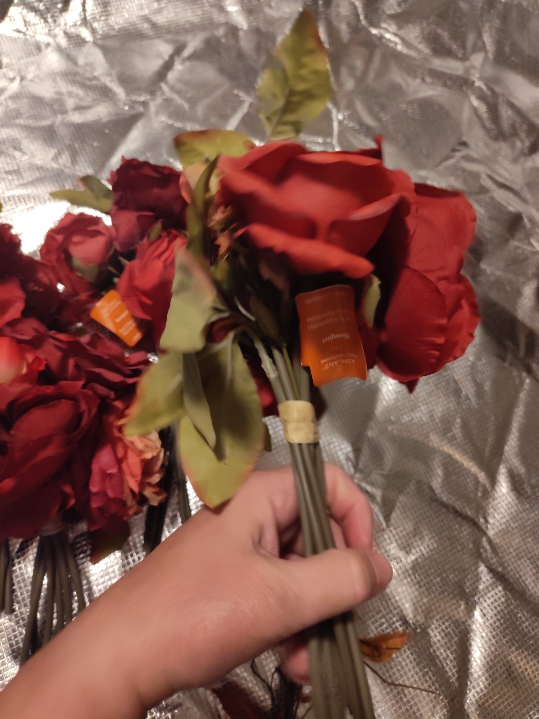 Multi Stem Box Of Faux Rose & Ranunculus Bouquets X6 Bundle & 1 Sm Fall Pick NWT