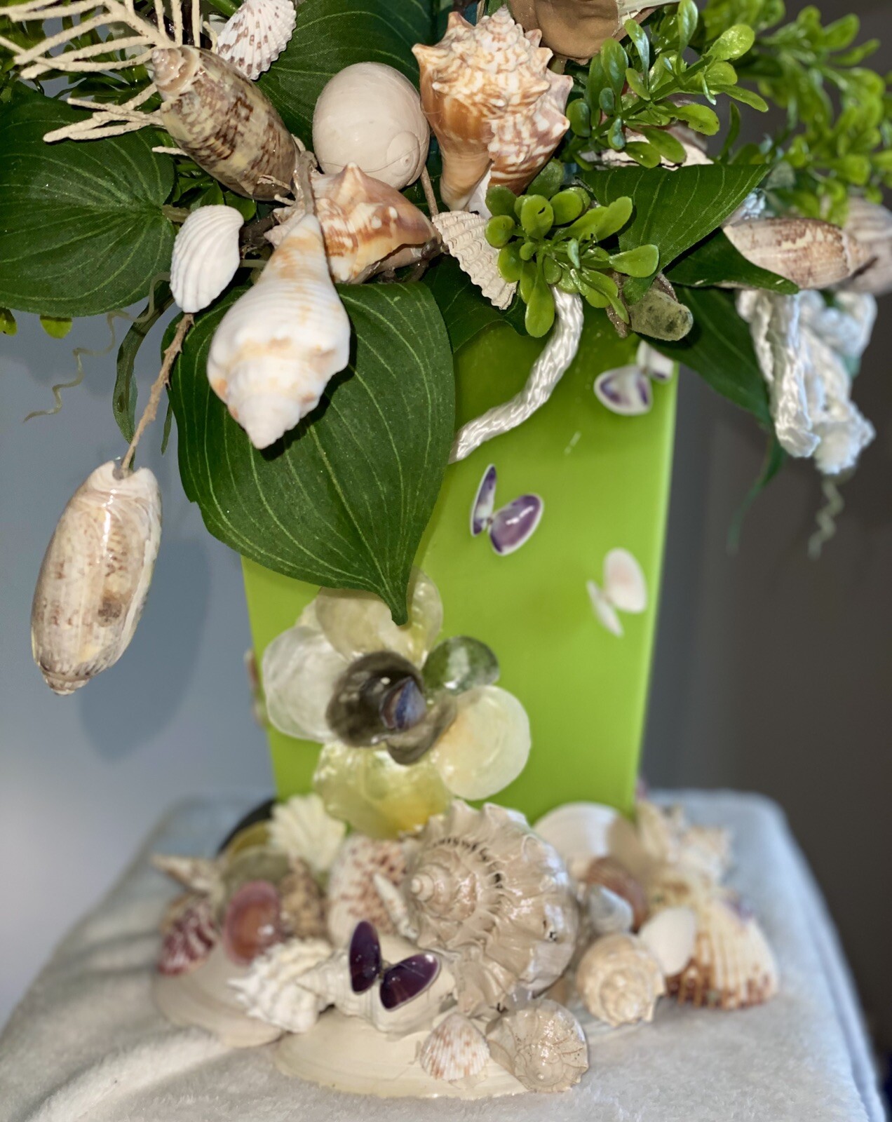 Seashell 23” Floral Arrangement, Sea Shell Vase, Flowers, Nautical, Flowers