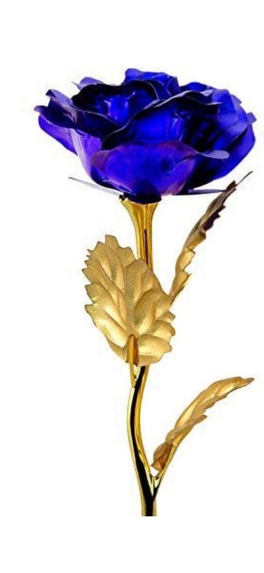 24k Gold Foil Stem Blue Rose Flower Gift Love Keepsake
