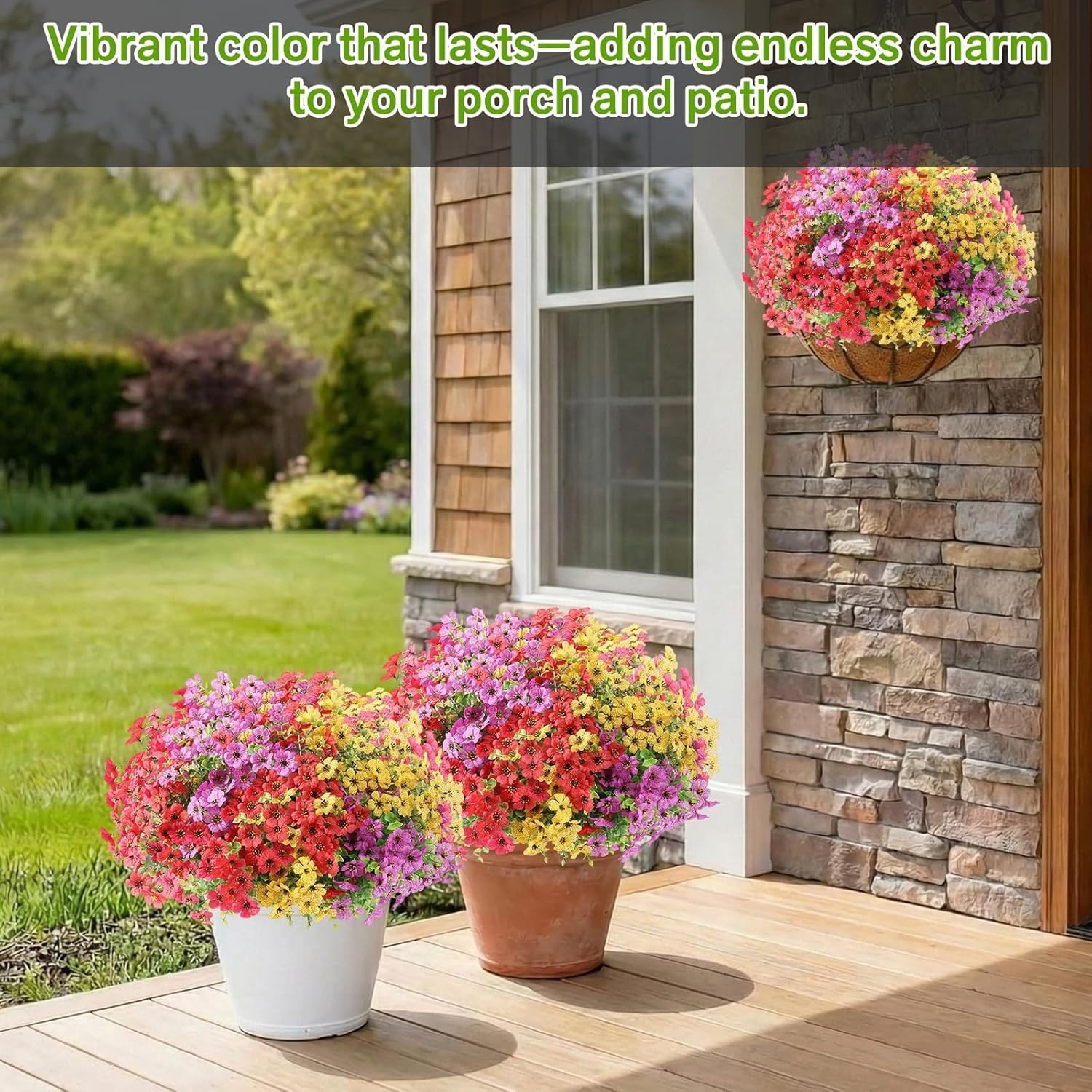 Vibrant UV Resistant Silk Flowers Bundle – Perfect for Indoor and Outdoor Decor