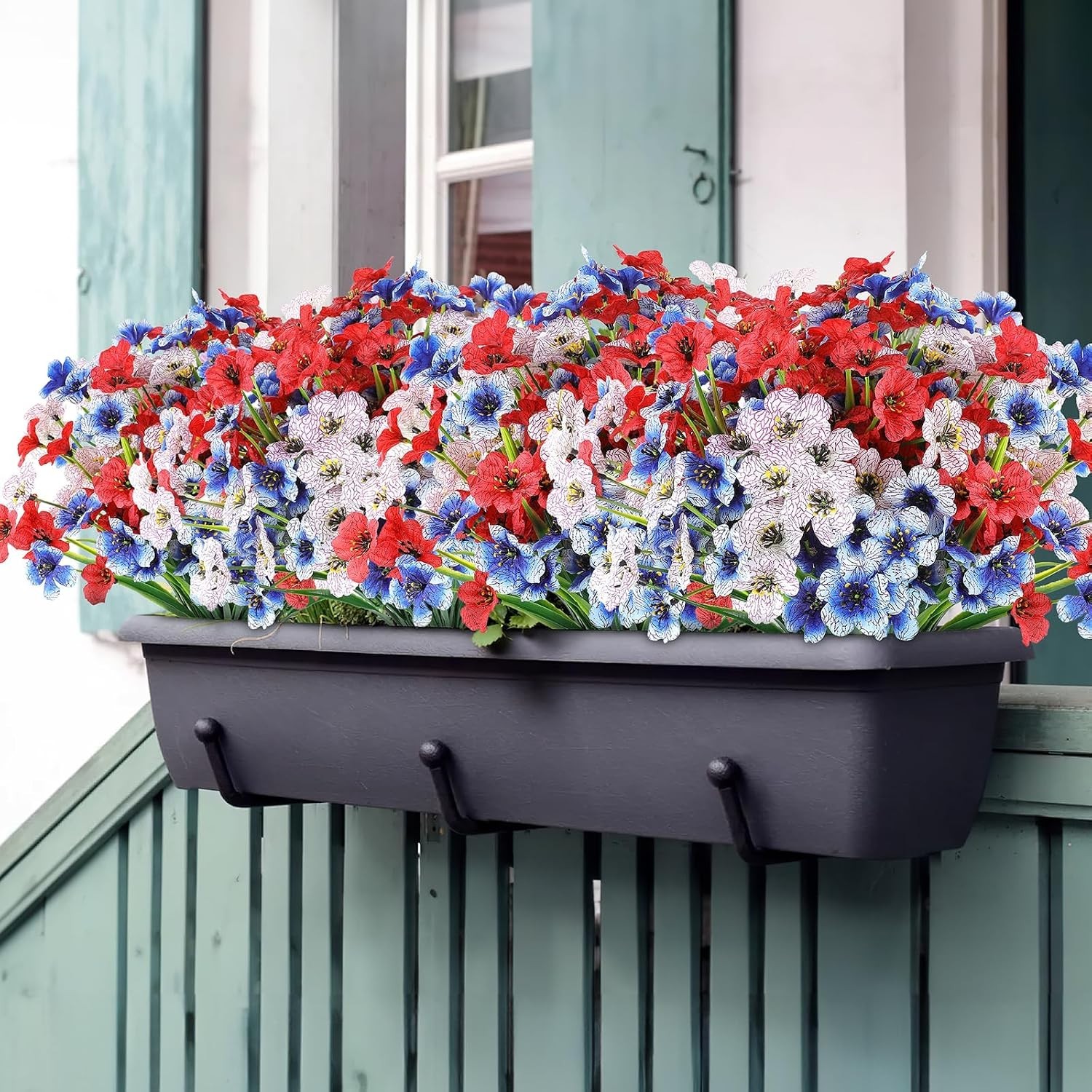 Vibrant Red, White & Blue Faux Plants – Perfect for 4th of July Decor