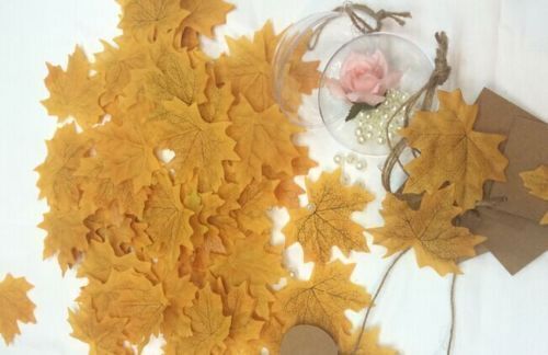 100pcs 6 colors Fall Silk Leaves Wedding Favor Autumn Maple Leaf Decorations