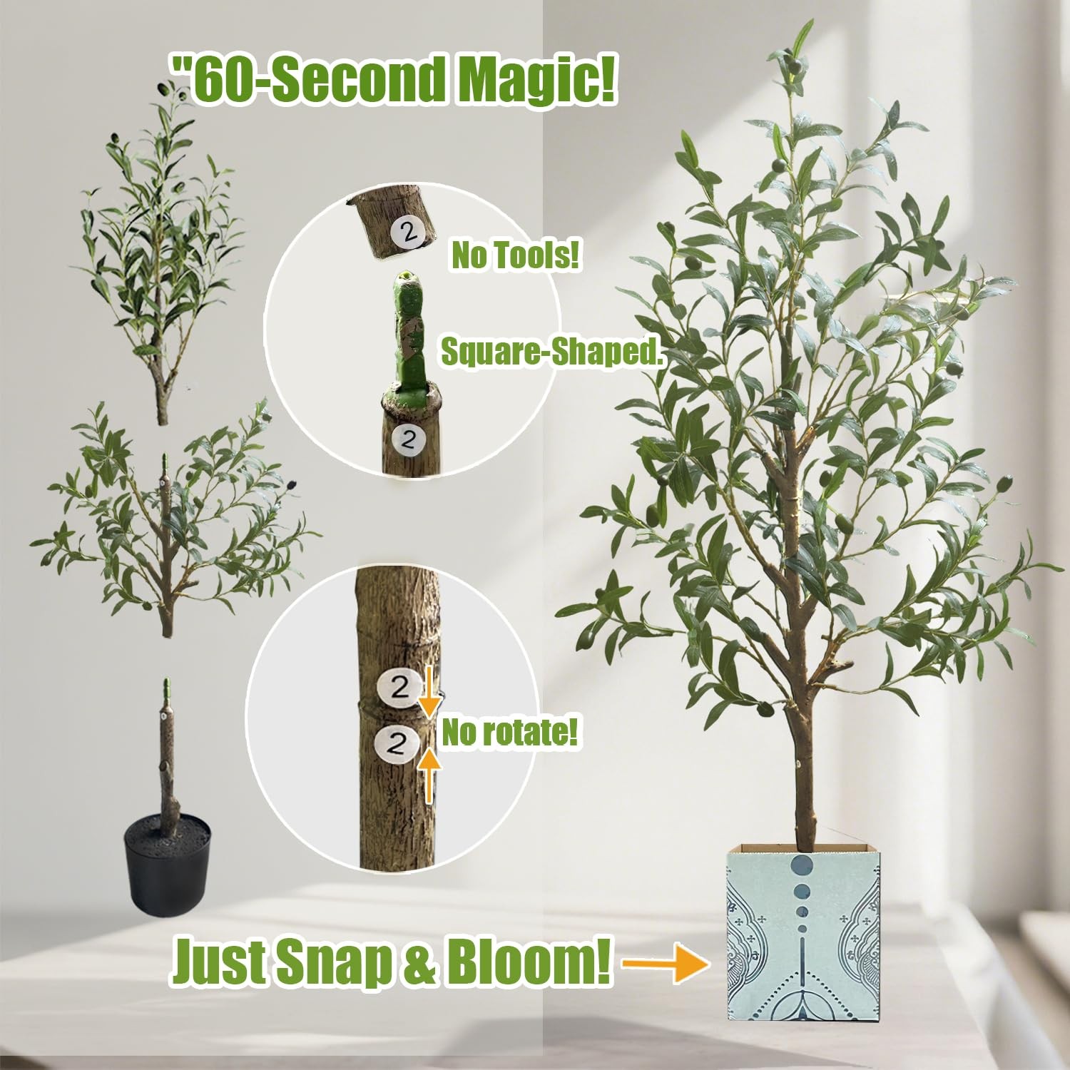 4FT Artificial Olive Tree Water Droplets Potted Realistic Fake Plant Fruits