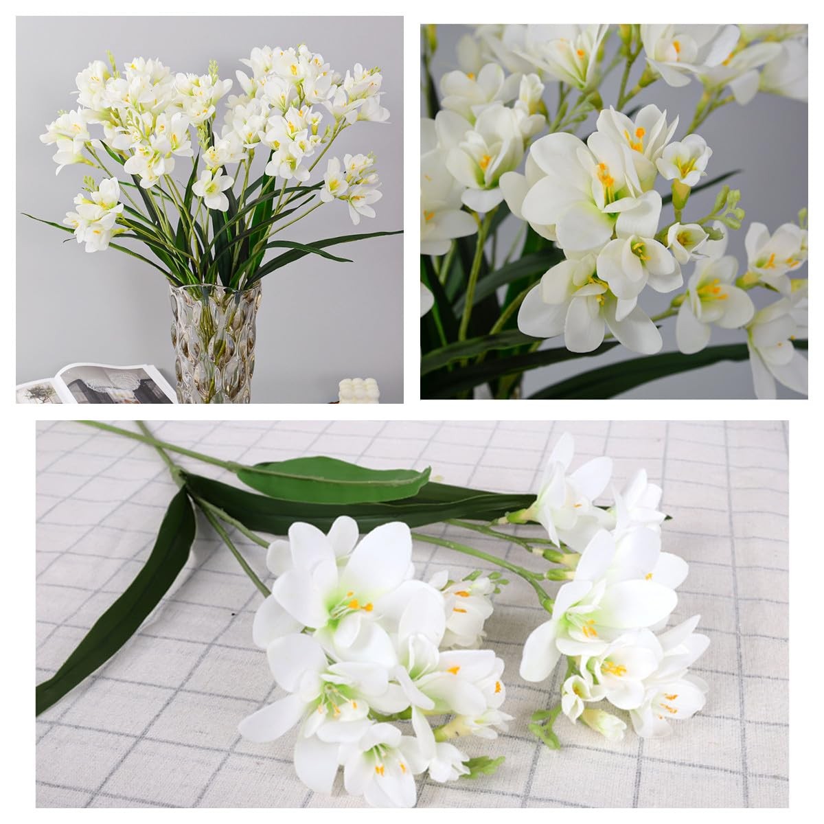 3Pcs Artificial Freesias Flowers,Artificial Lily for Wedding Home Party Garde…