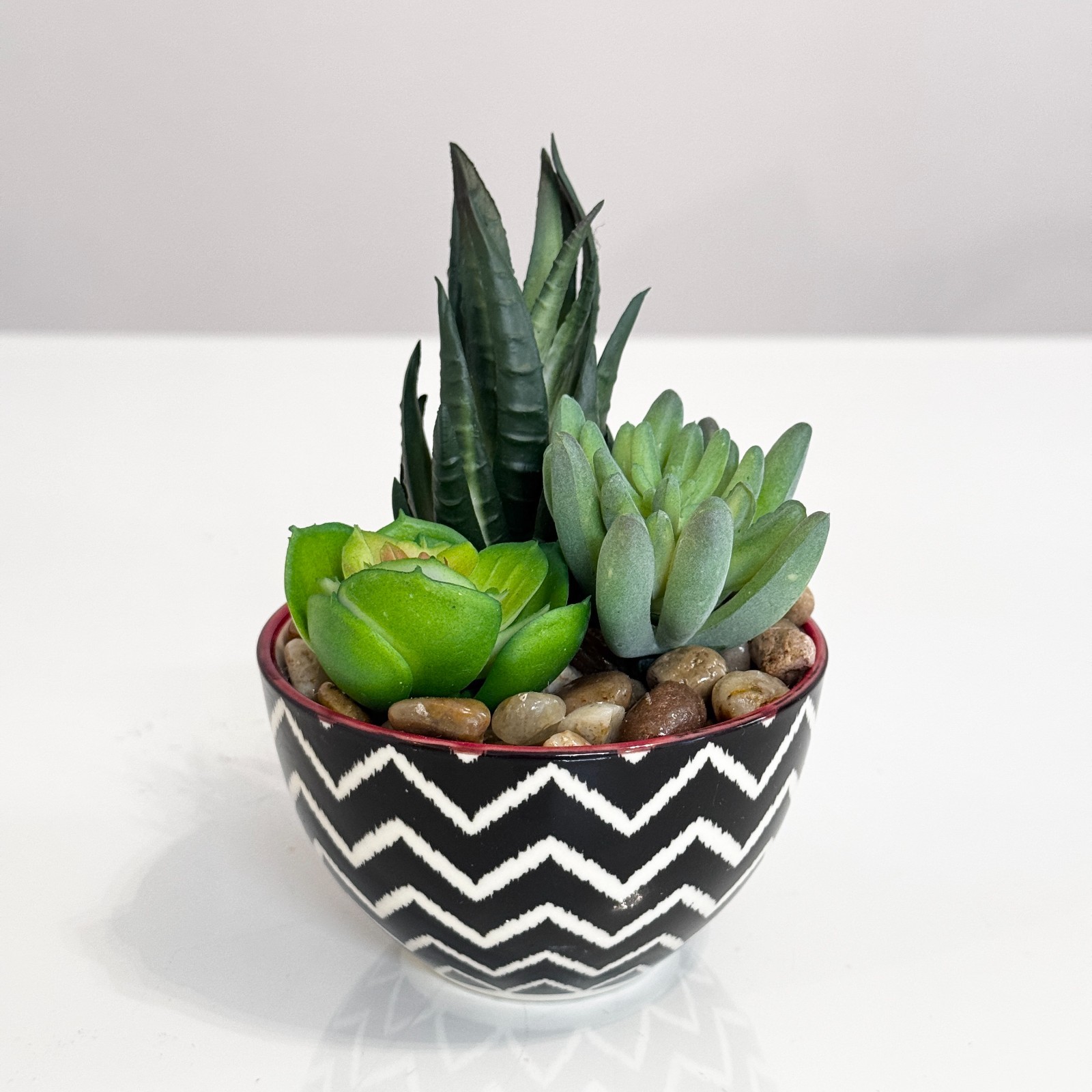 Artificial Succulent Plant Ceramic Pot Fake Cactus Decor Handmade 5” Netherland