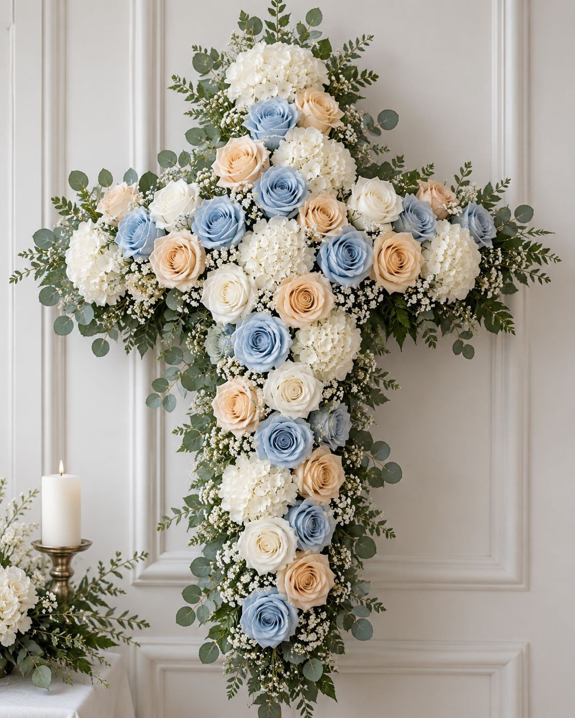 Set of 6 Artificial Light Blue Rose Stems 20 Inch Faux Roses Dusty Blue Wedding