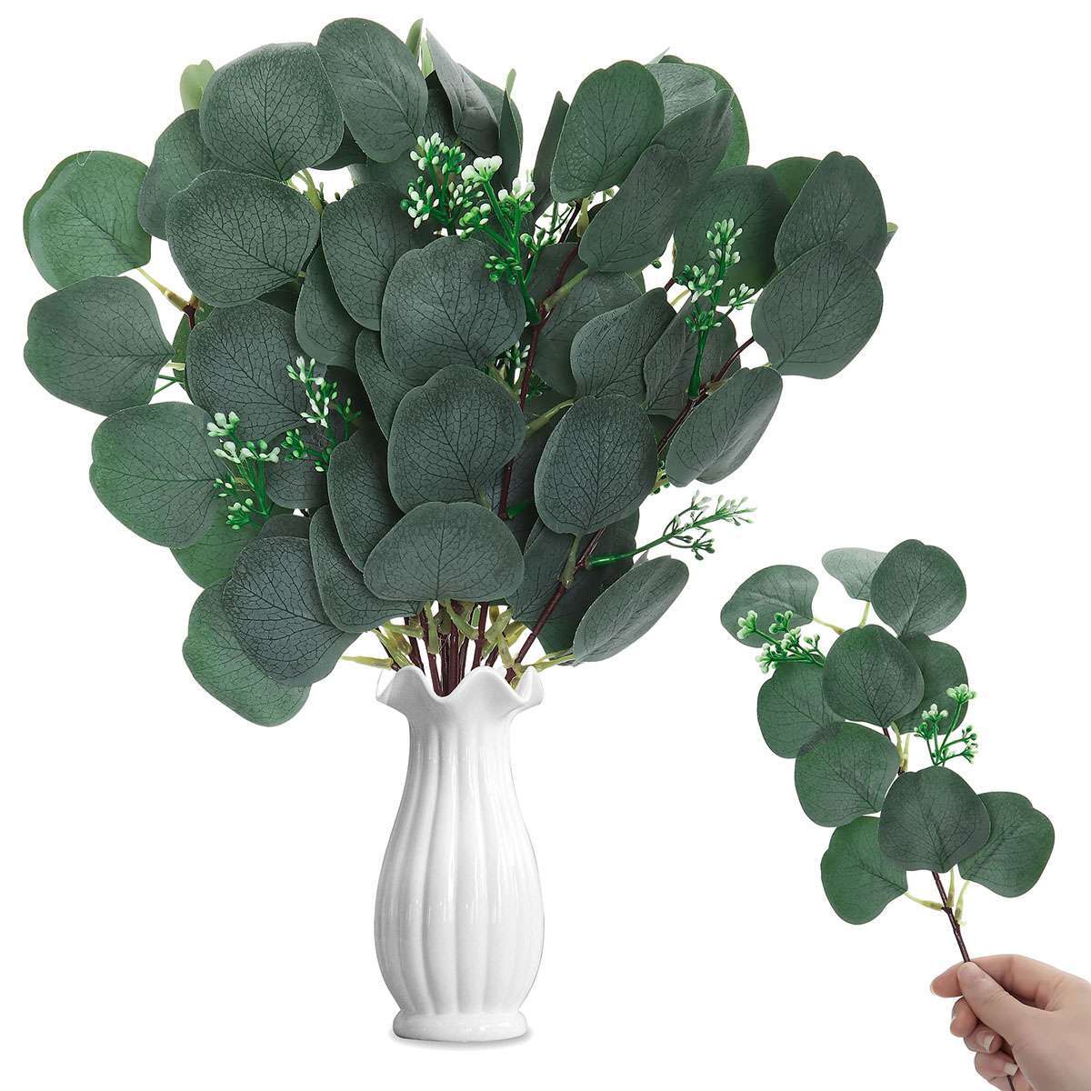 10/20 Artificial Eucalyptus Leaves Stems Garland Wreath Wedding Plant Home Decor