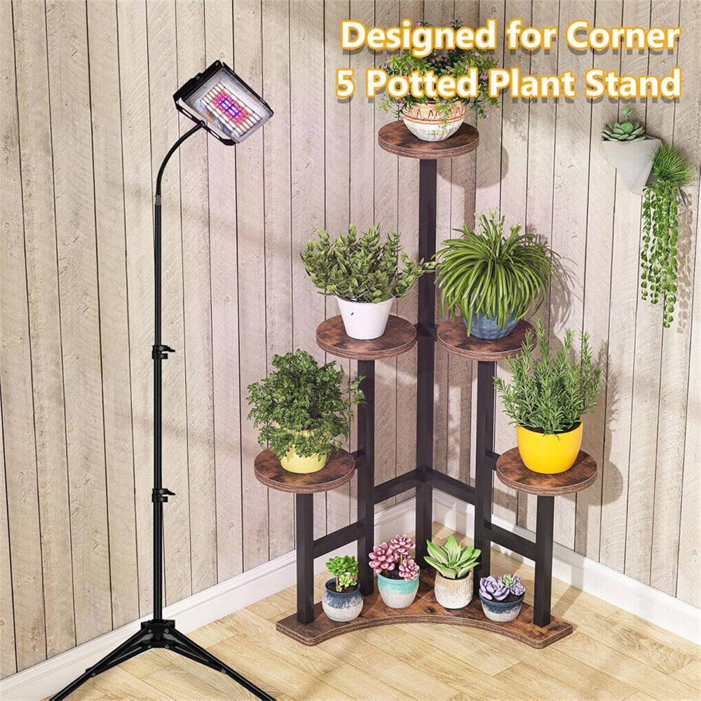 Corner Plant Stand Indoor, 6 Tiered Plant Shelf Flower Stand Garden Rustic Brown