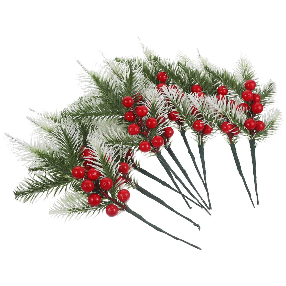 10Pcs Reusable Artificial Christmas Berry Stems Assorted Color Decor Branches