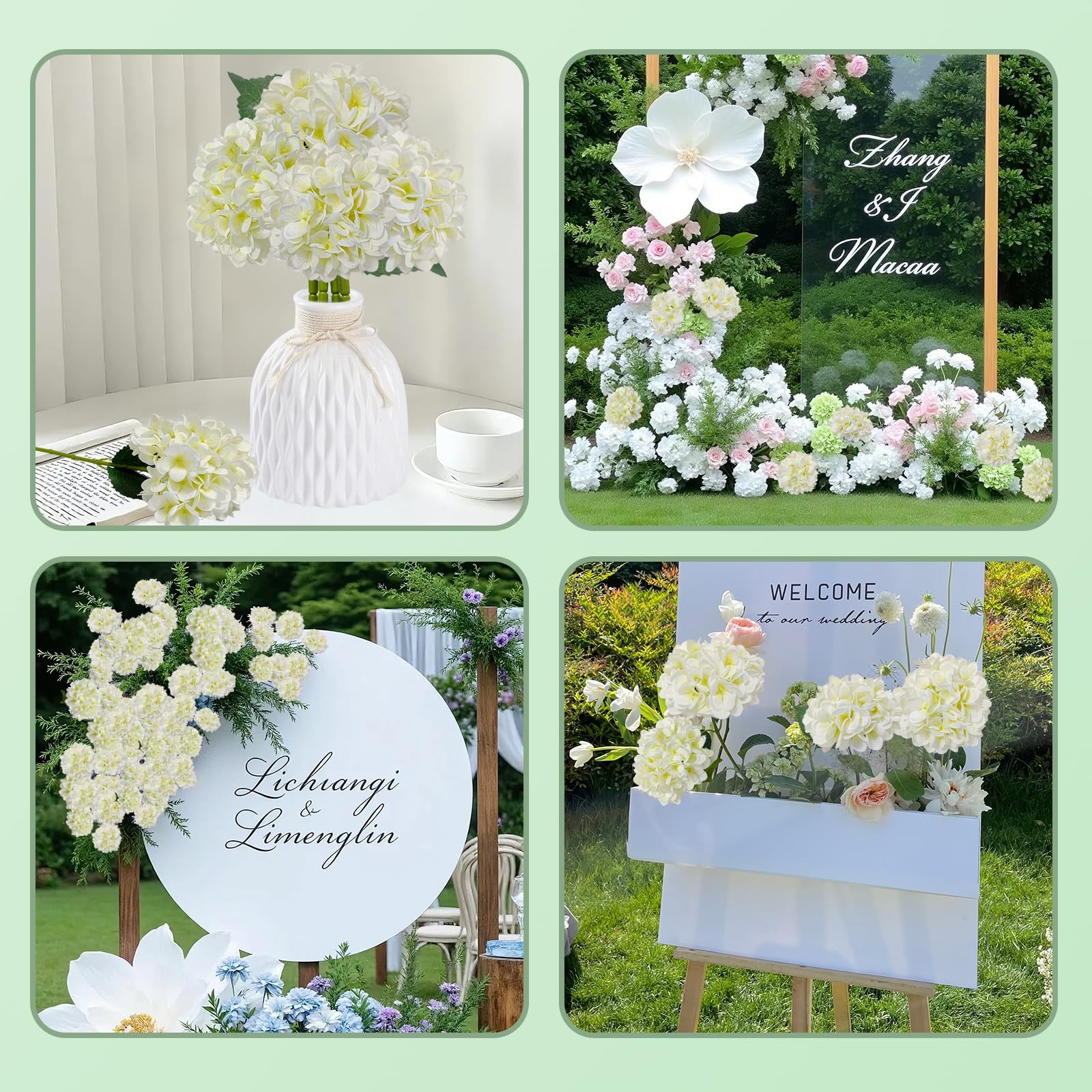 4 Pcs Artificial Hydrangea Flowers, Real Touch Silk Hydrangeas with Stems, Fa…