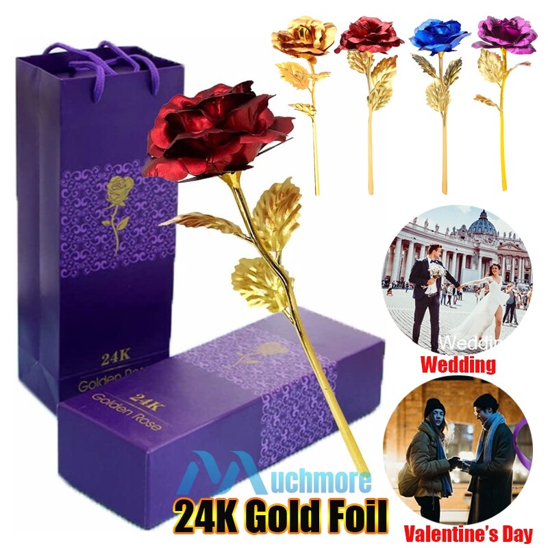 Eternal Rose Flower Lamp 24K Gold Foil Rose in Glass Dome Gifts for Valentine’s
