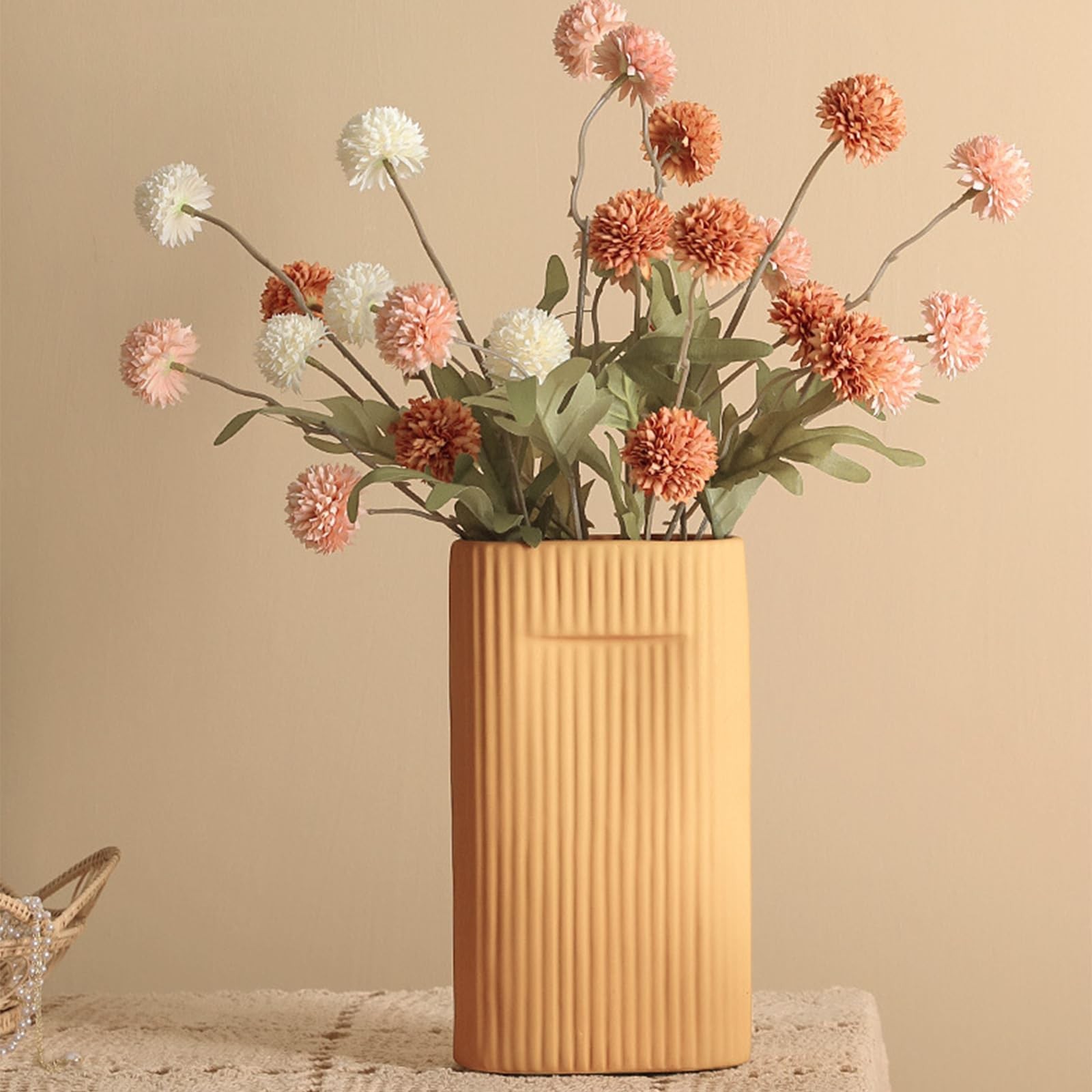 10pcs Faux Mixed Color Kiku Flowers, 5 Heads Each Stem & 4 Branches Eucalyptu…