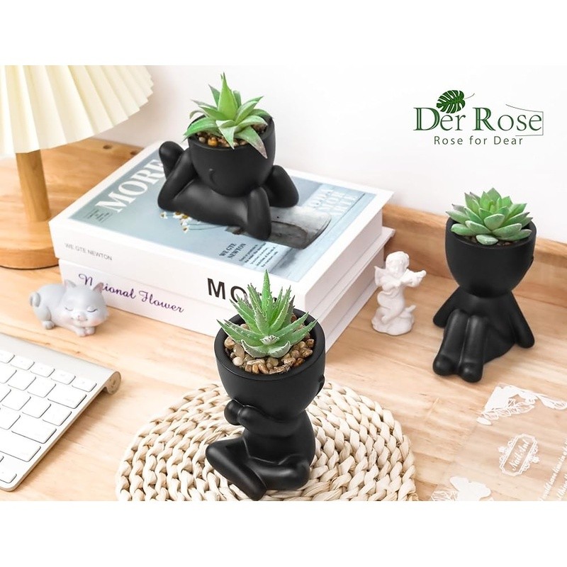 Human-Shaped Pots Faux Succulent Plants Indoor Desk Decor Cute Office Gifts New