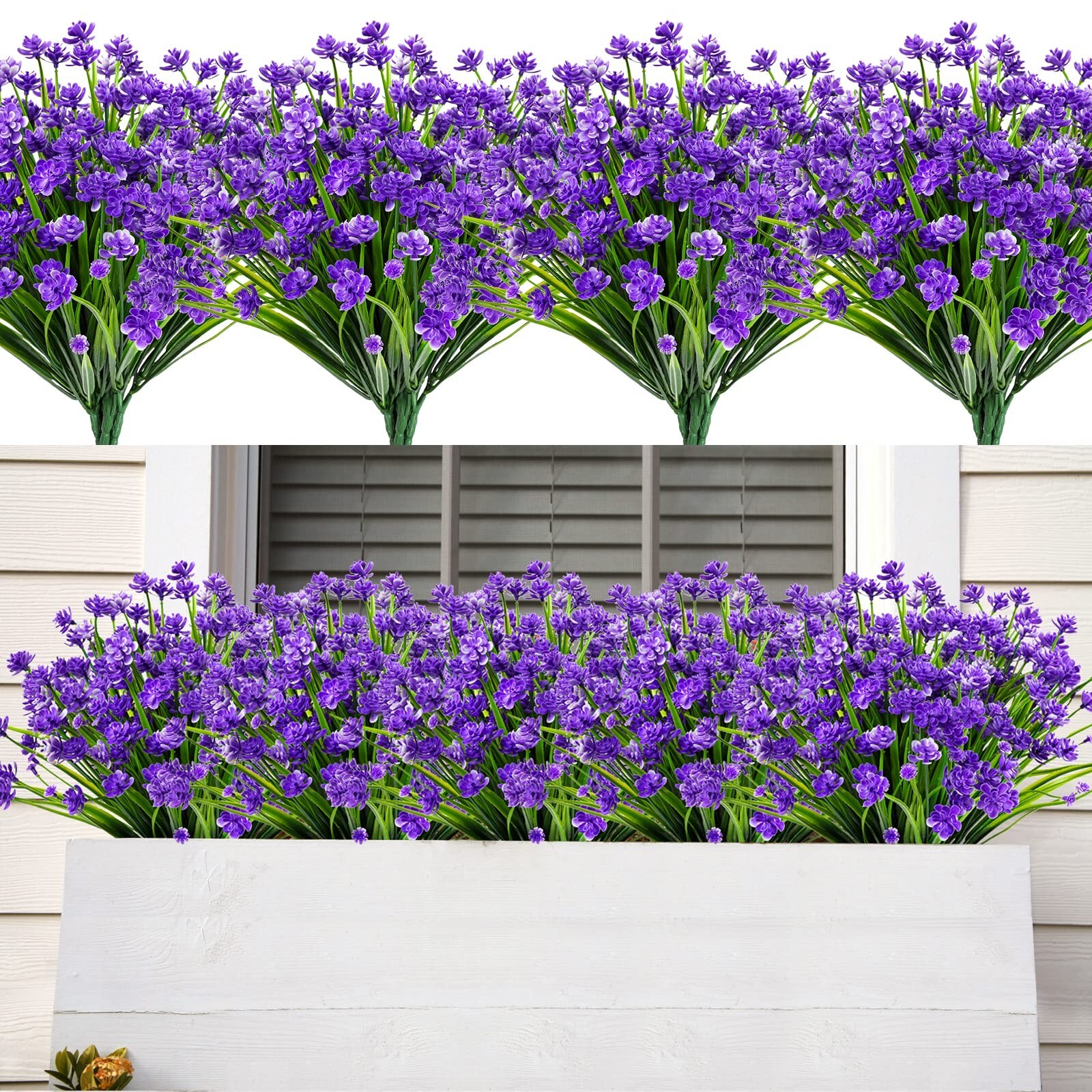 AmyHomie 20 Bundles Artificial Flowers Outdoor UV Resistant Faux Flowers No F…