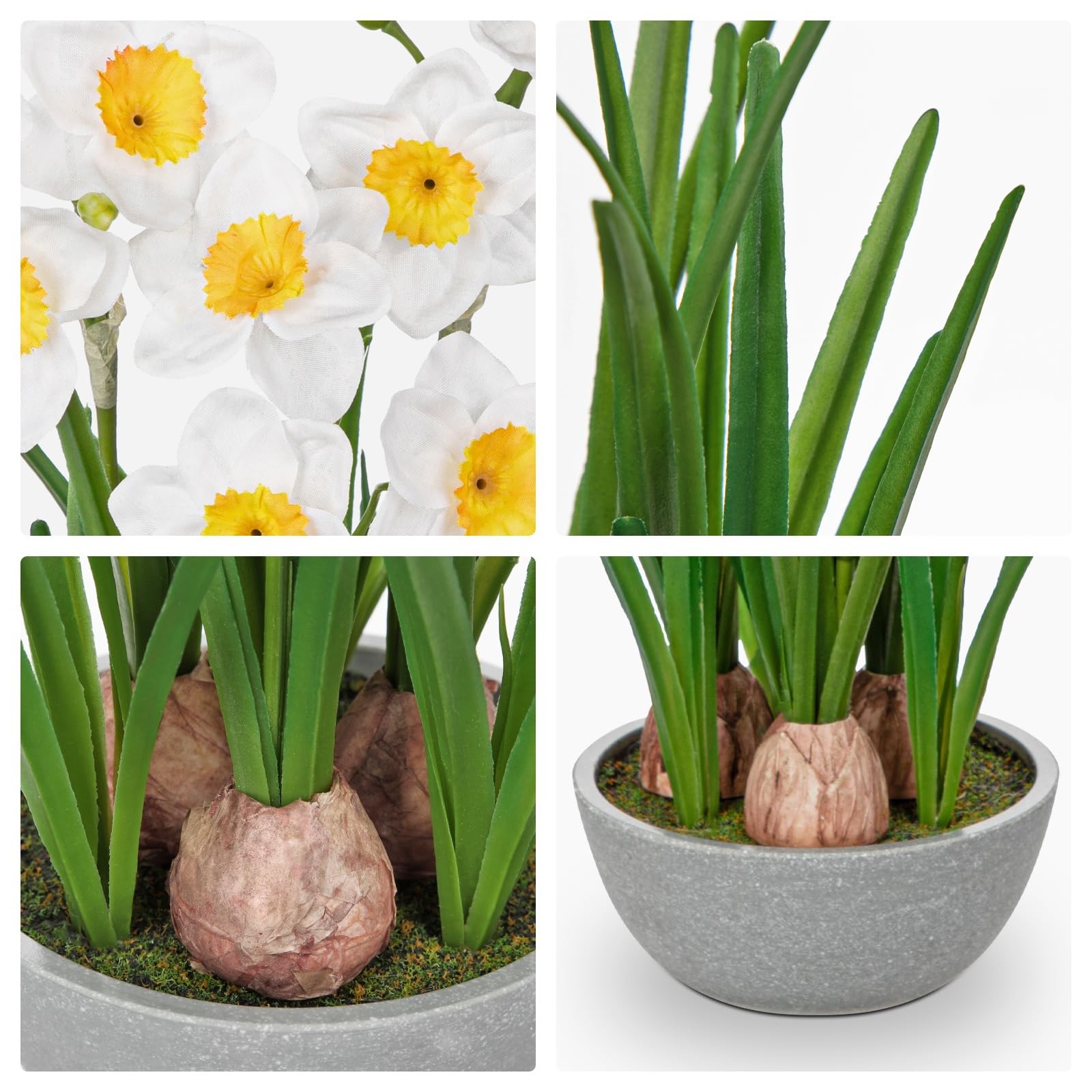 Artificial Flowers in Pot 16″ Fuax Daffodil Potted Flowers Plant Decor Room F…