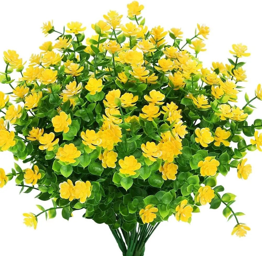 4PCS Artificial Green Plants | UV Resistant Faux Shrubs for Outdoor & Indoor Dec