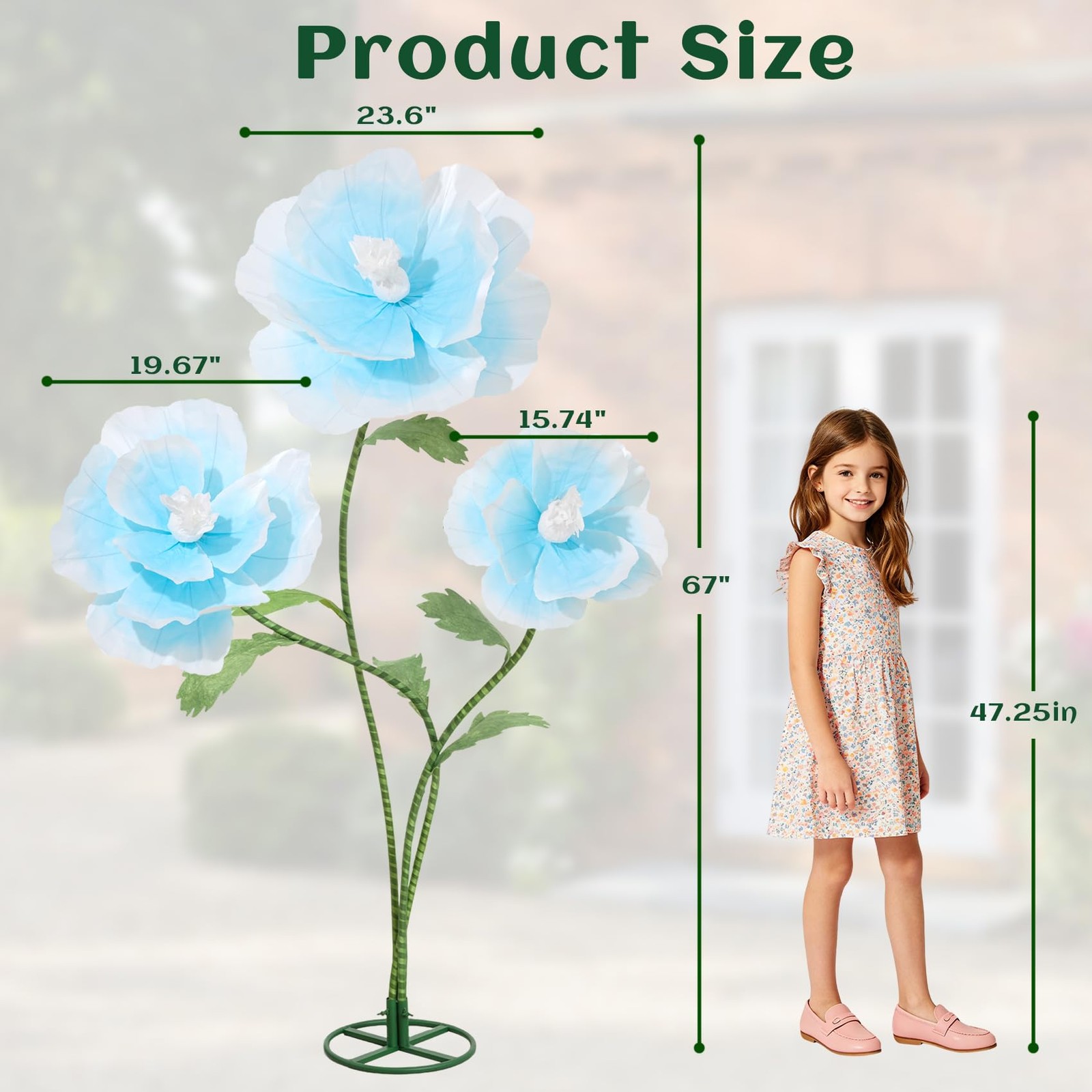 5.6 Ft Giant Flowers with Stand 3Pcs Large Artificial Flower for Wedding Deco…