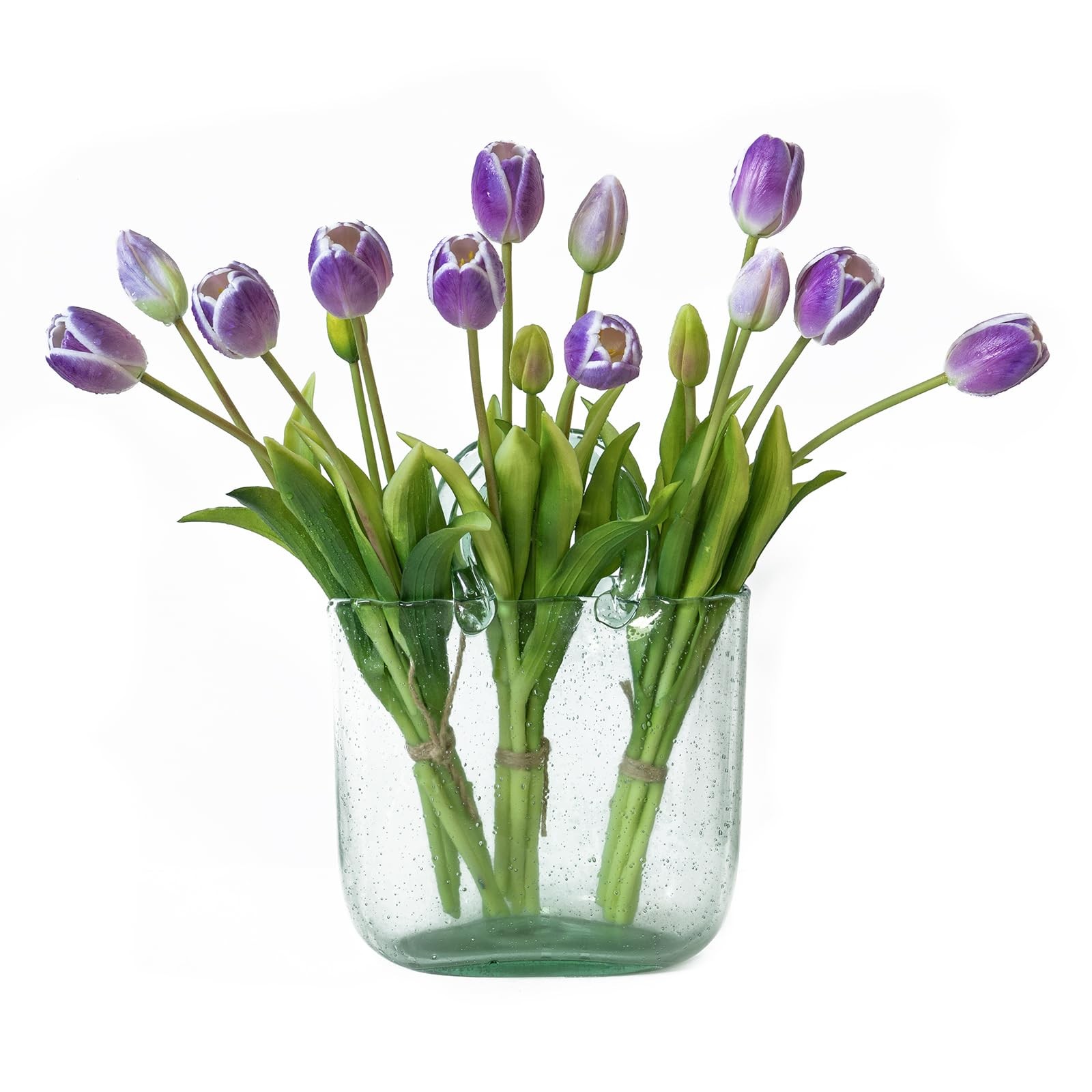 15 PCS Amethyst Artificial Tulips Real Touch Latex Bouquet Fake Flowers Decor