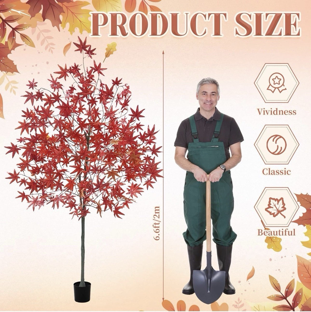 6.6ft Faux Maple Fall Tree Fall Decorations for Home, Artificial