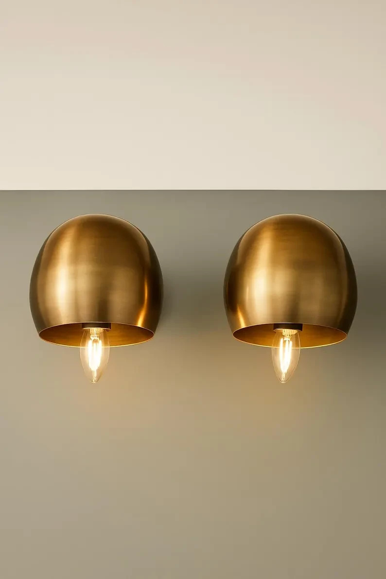 Mid-Century Italian Brass Wall Sconces: Handmade Bedroom Lighting