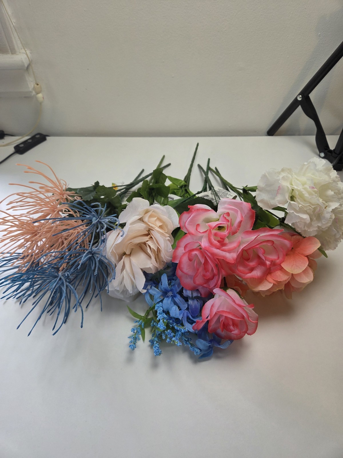 Artificial Floral Arrangement Lot / 45 pcs All Season Foliage and Flowers