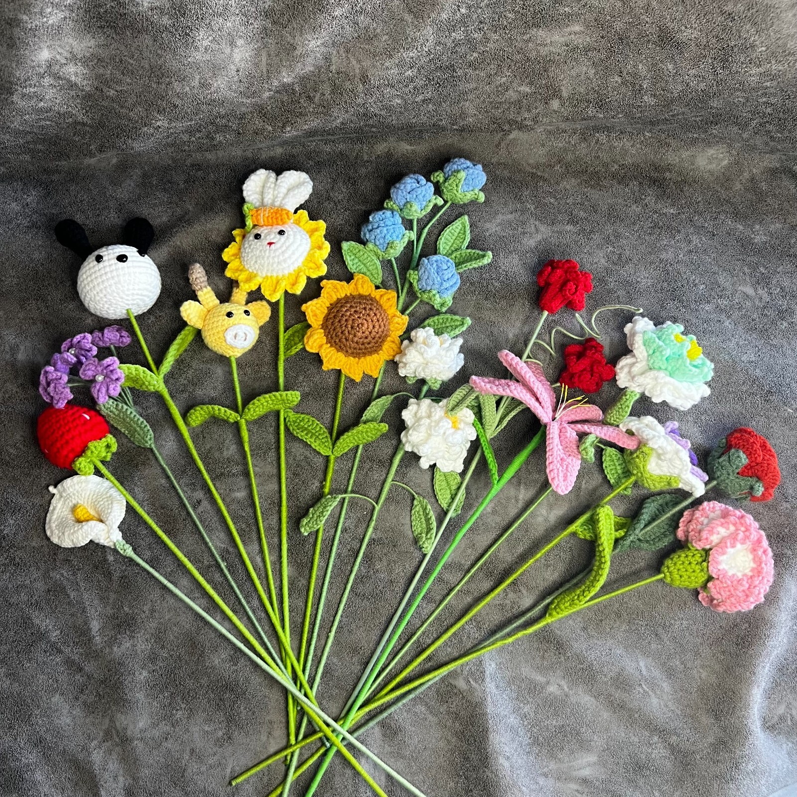 Hand Knitted Flower Yarn Crochet Flowers Hand Craft