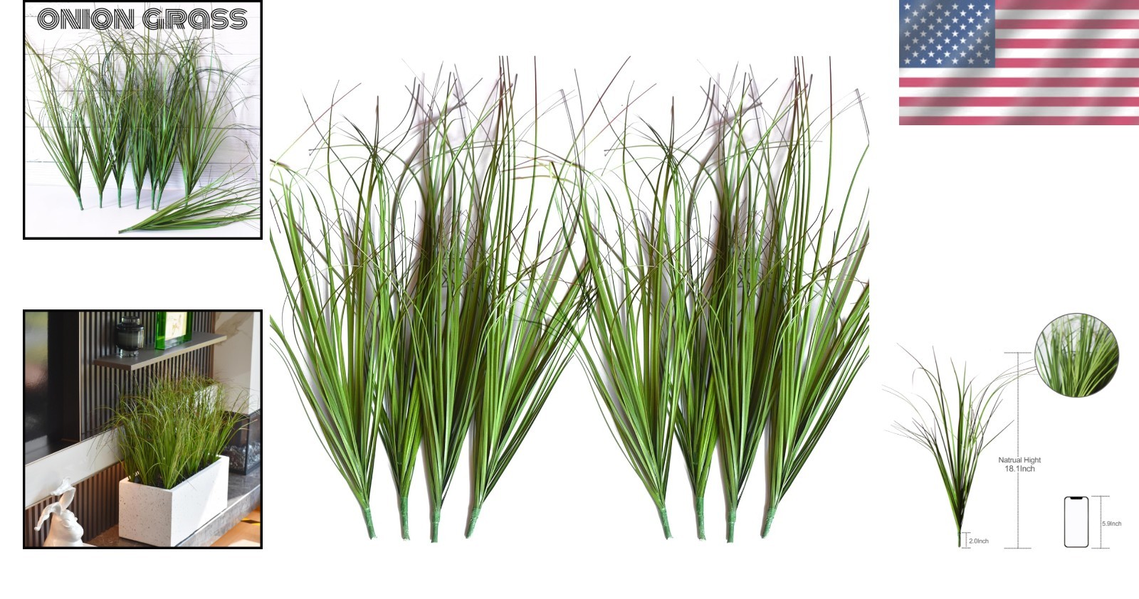 Vibrant 8PC Faux Onion Grass for Low-Maintenance Indoor & Outdoor Decor