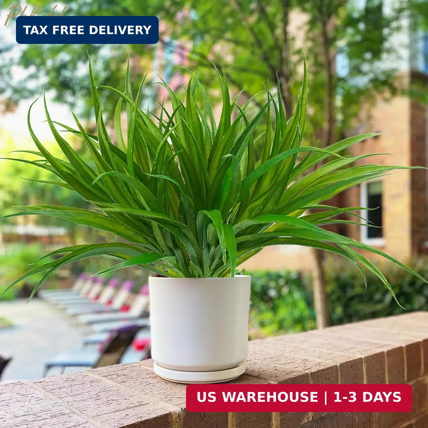 6Pcs Artificial Grass Fake Plants 17.3in 16 Leaves Outdoor Fake Grass UV Resista
