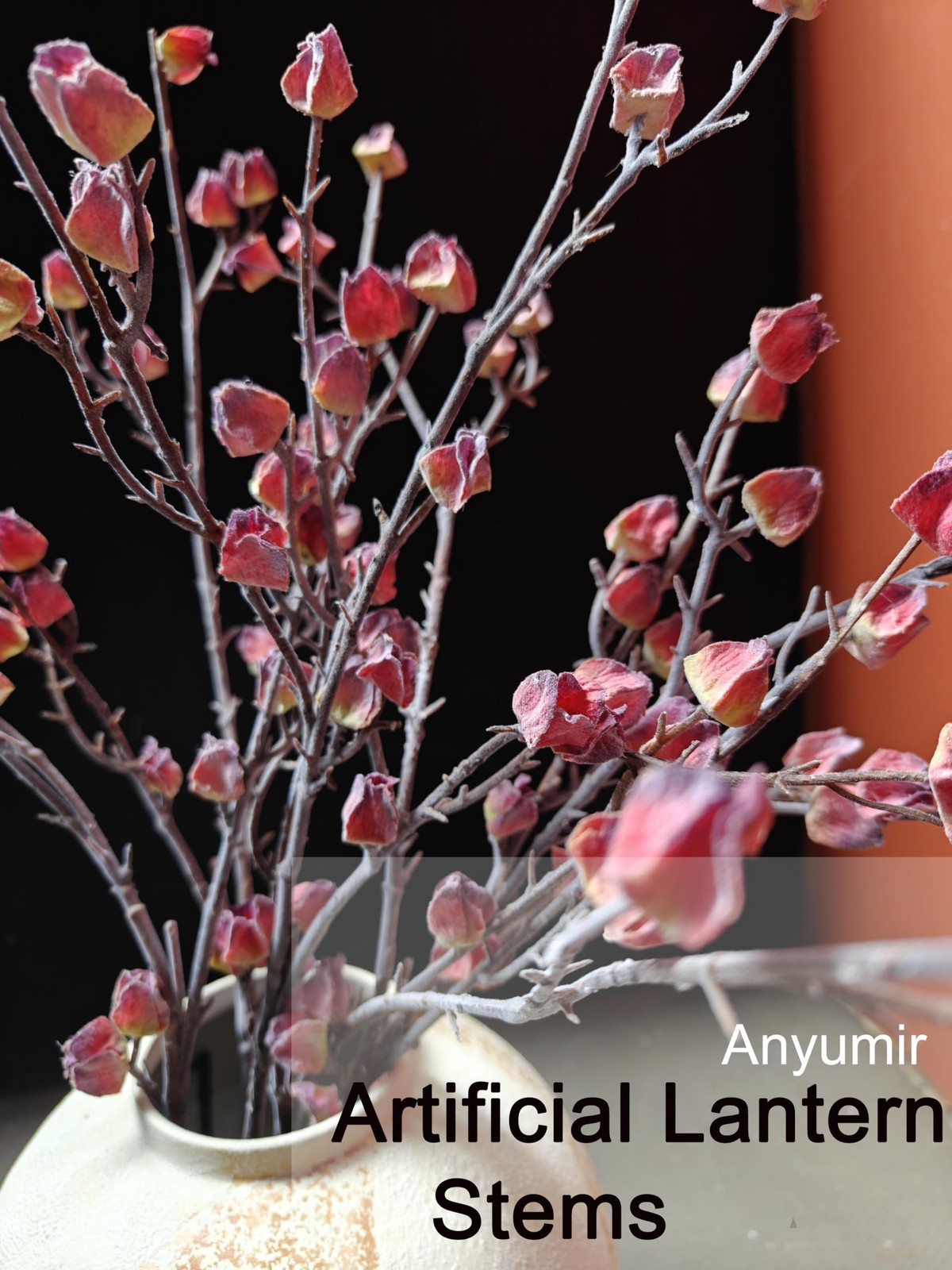 3Pcs Faux Stems for Tall Vases, 35.4 Inch Bendable Red Branches with Frosted …