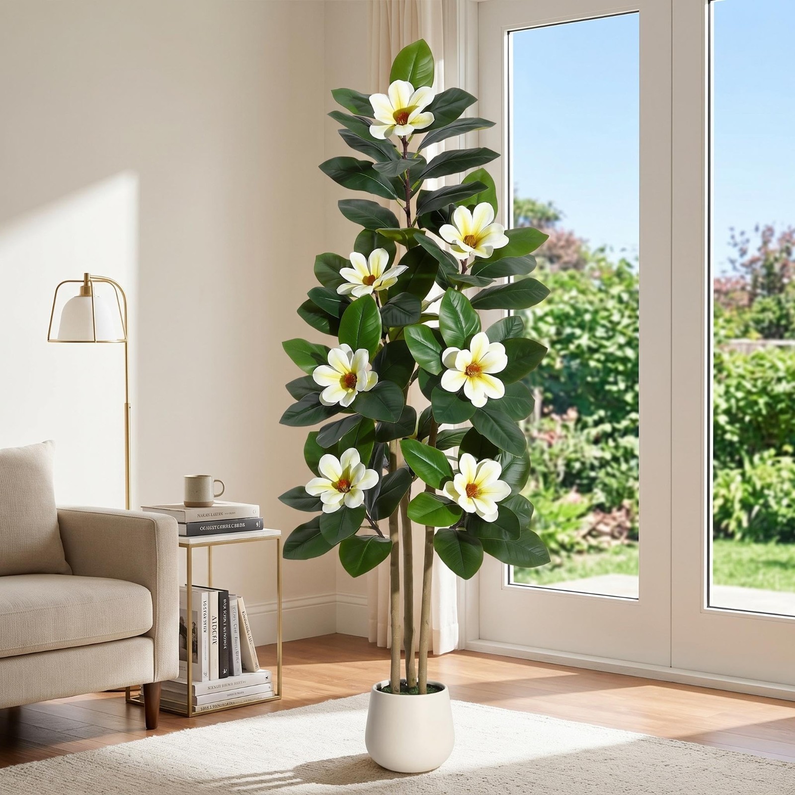5/6FT Magnolia Trees Artificial Indoor – Faux Magnolia Tree with Magnolia Blooms