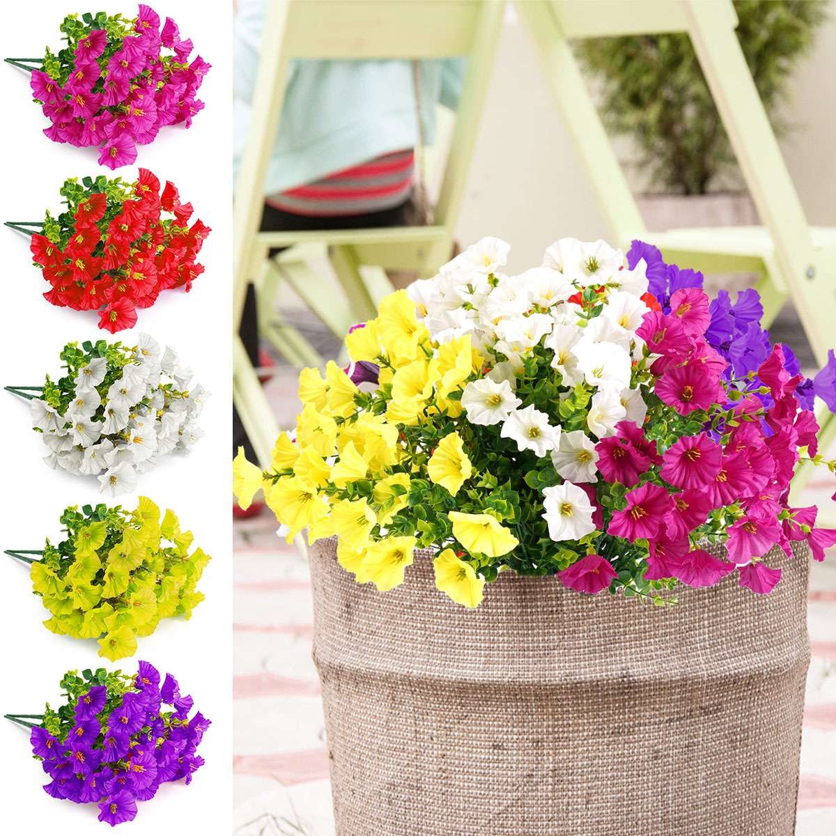 Artificial Flowers for Outdoors Decoration UV Resistant Fake Flowers Plants