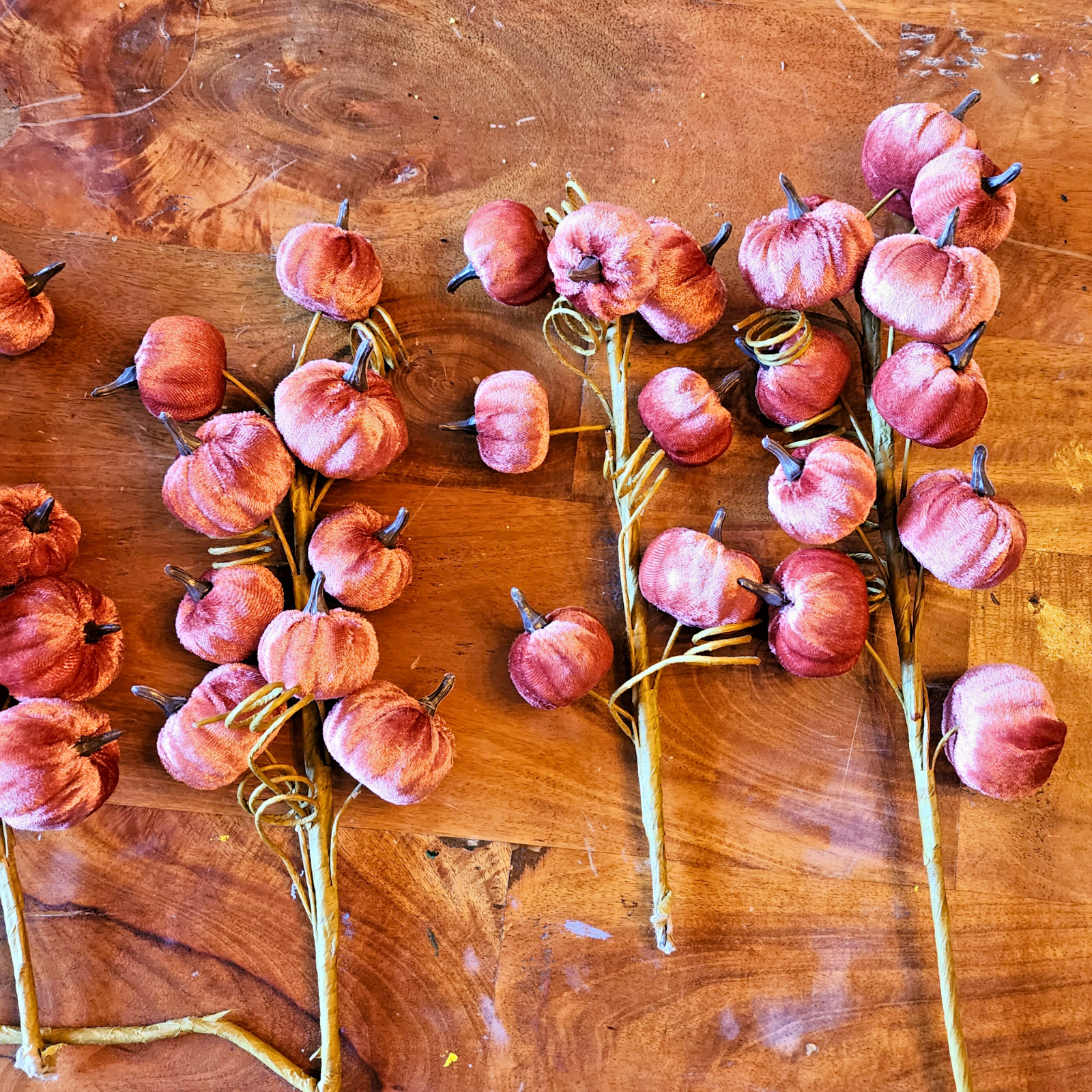 Velvet Pumpkin Floral Picks | Fall Harvest Stems | Rustic Autumn Centerpiece Dec