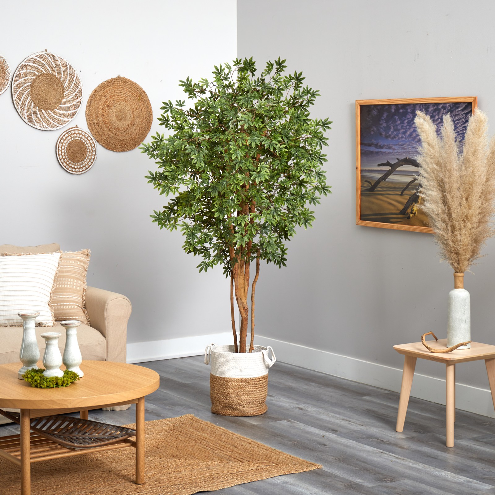 Nearly Natural 6ft Japanese Maple Artificial Tree in Natural Jute/Cotton Planter