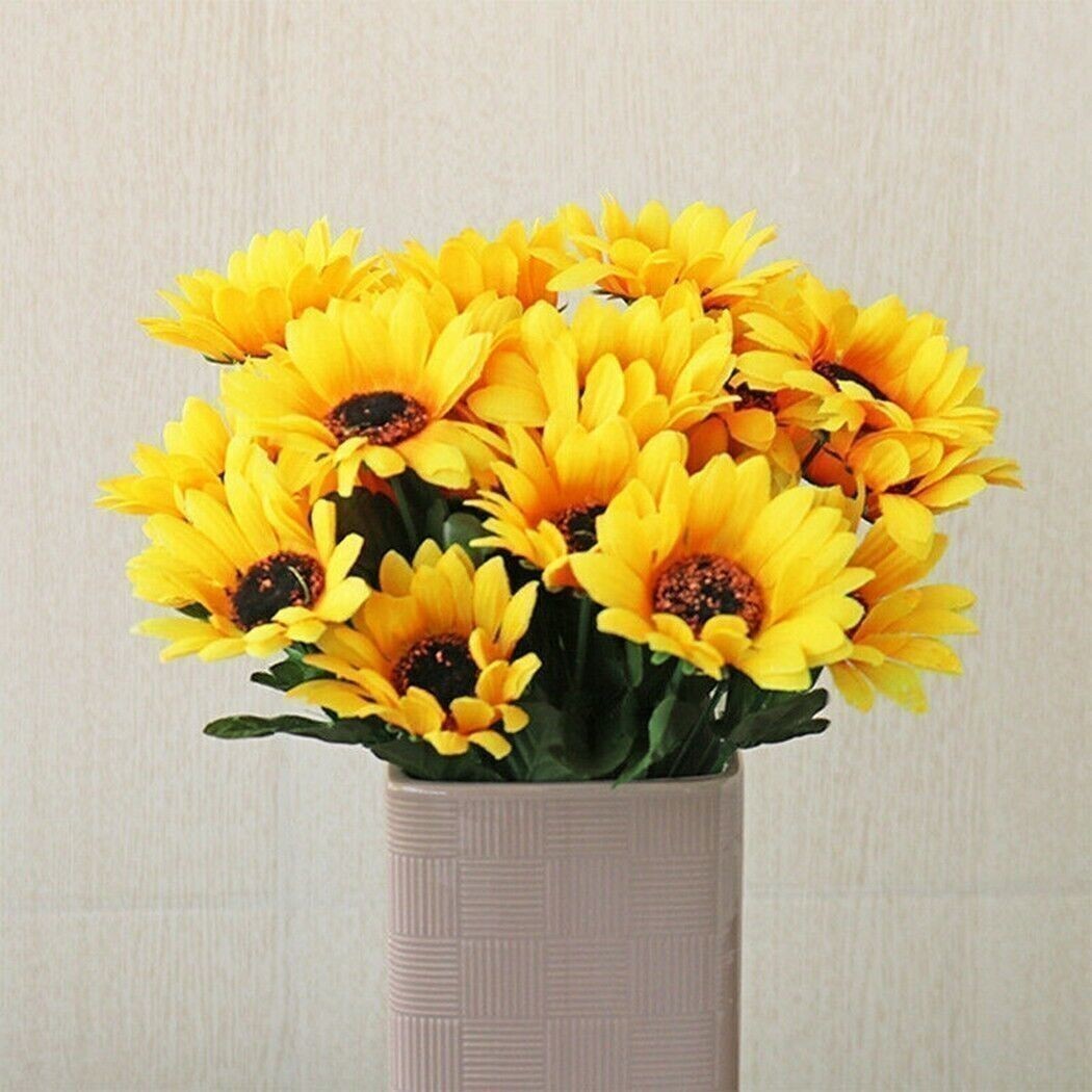 Artificial Sunflower Bunch Bouquet Flowers Plants Silk Floral Ivy Wedding Rose