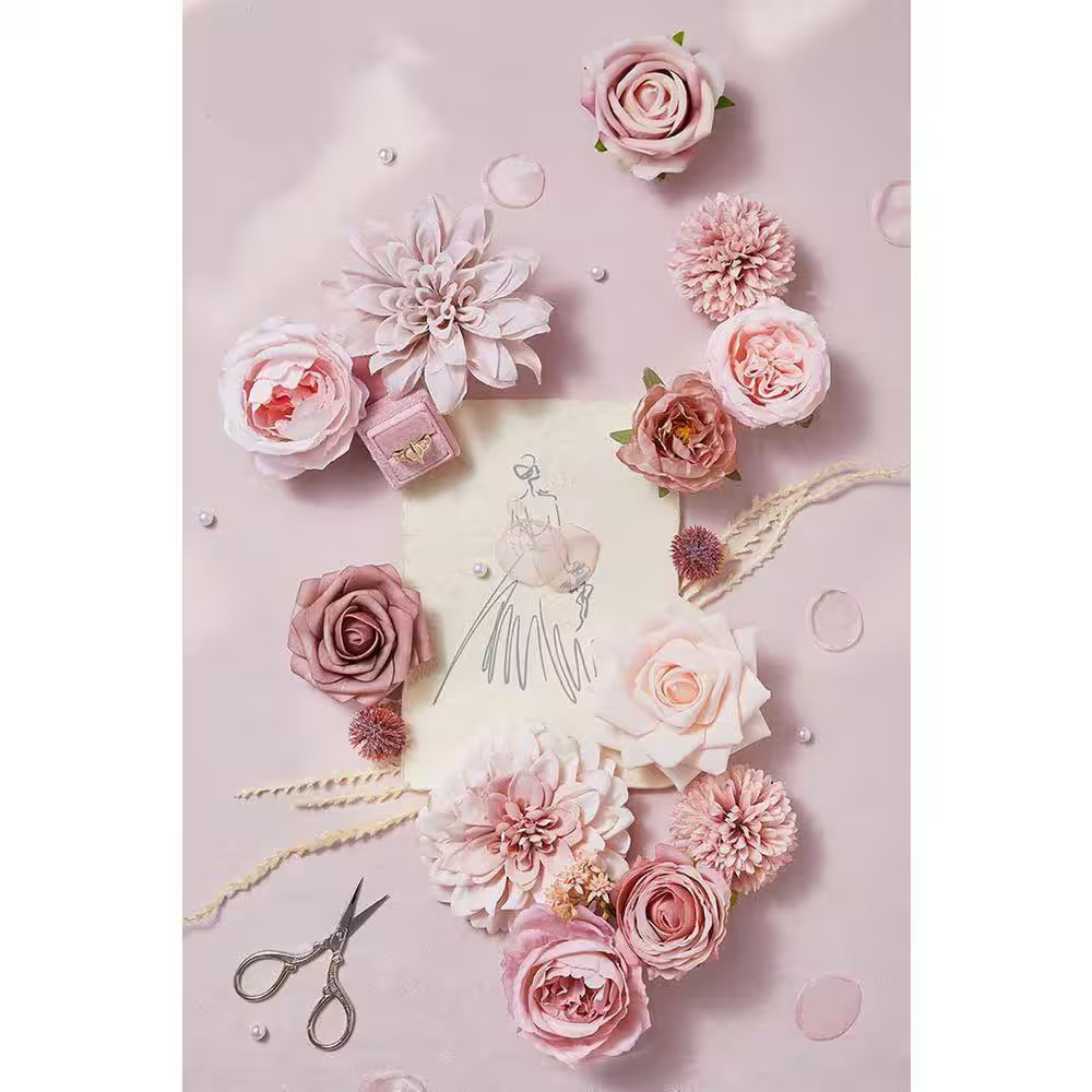 2 In. Dusty Pink Silk Artificial Flowers for DIY Wedding Bouquets Table Centerpi