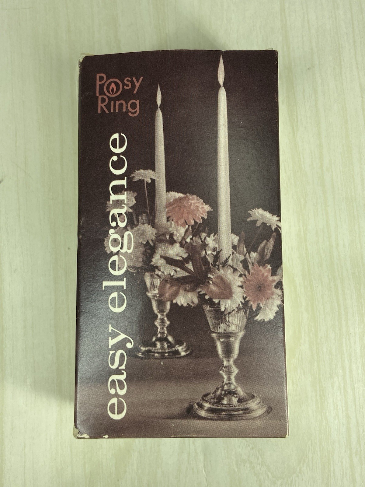 Vtg POSY RING Set MCM Retro Flower Frog Floral Taper Candle Decor Table 60s Box