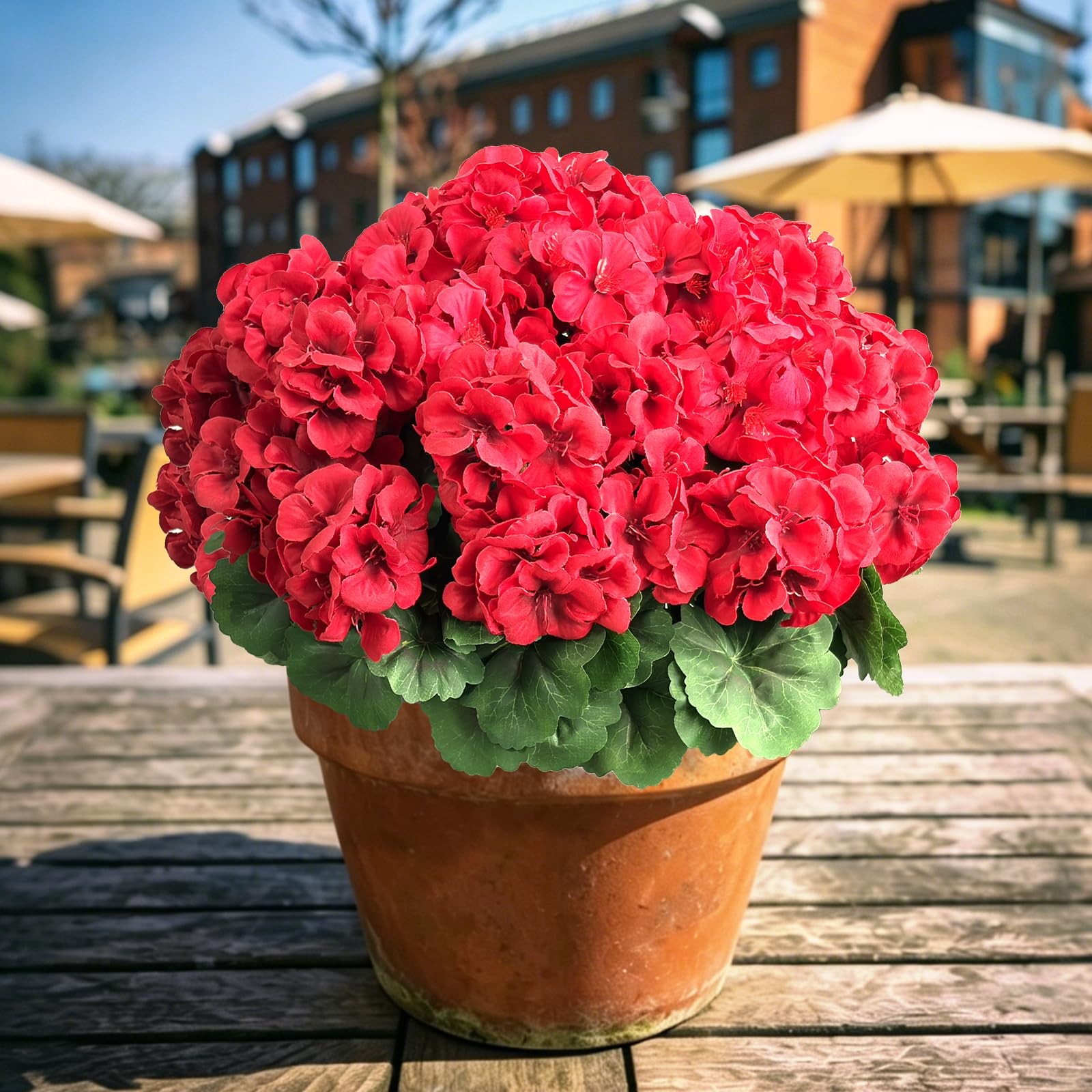 4 Bundles Artificial Geranium Flowers for Outdoors Silk Geranium Flowers Outd…