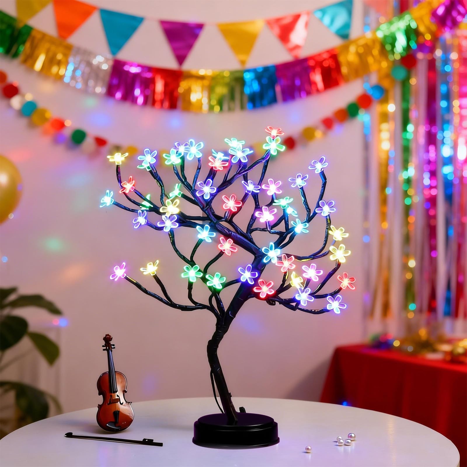 18 Inch 48 LED RGB Cherry Blossom Tree Light with Remote 16 Color-Changing LE…