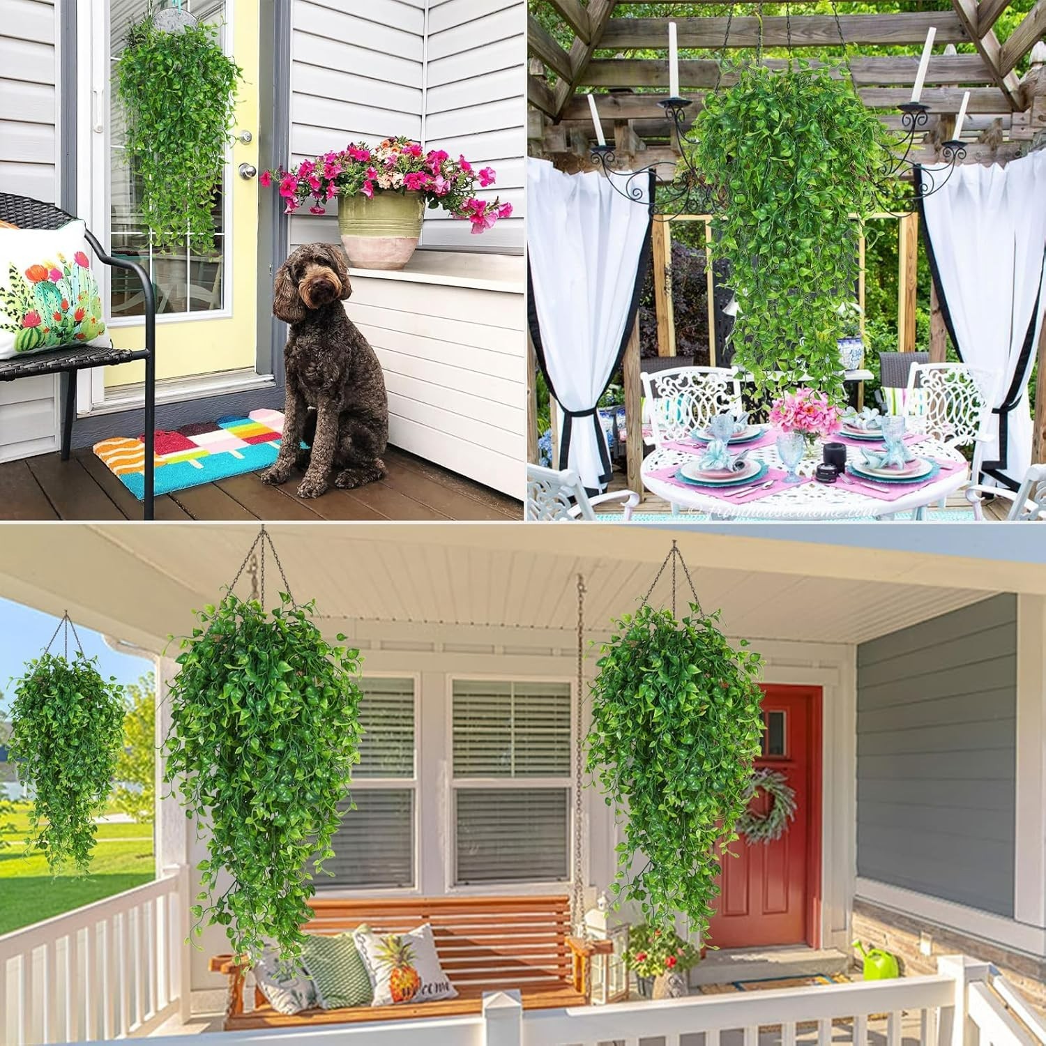 Elegant 4-Pack Faux Eucalyptus Hanging Plants – Perfect for Parties & Weddings
