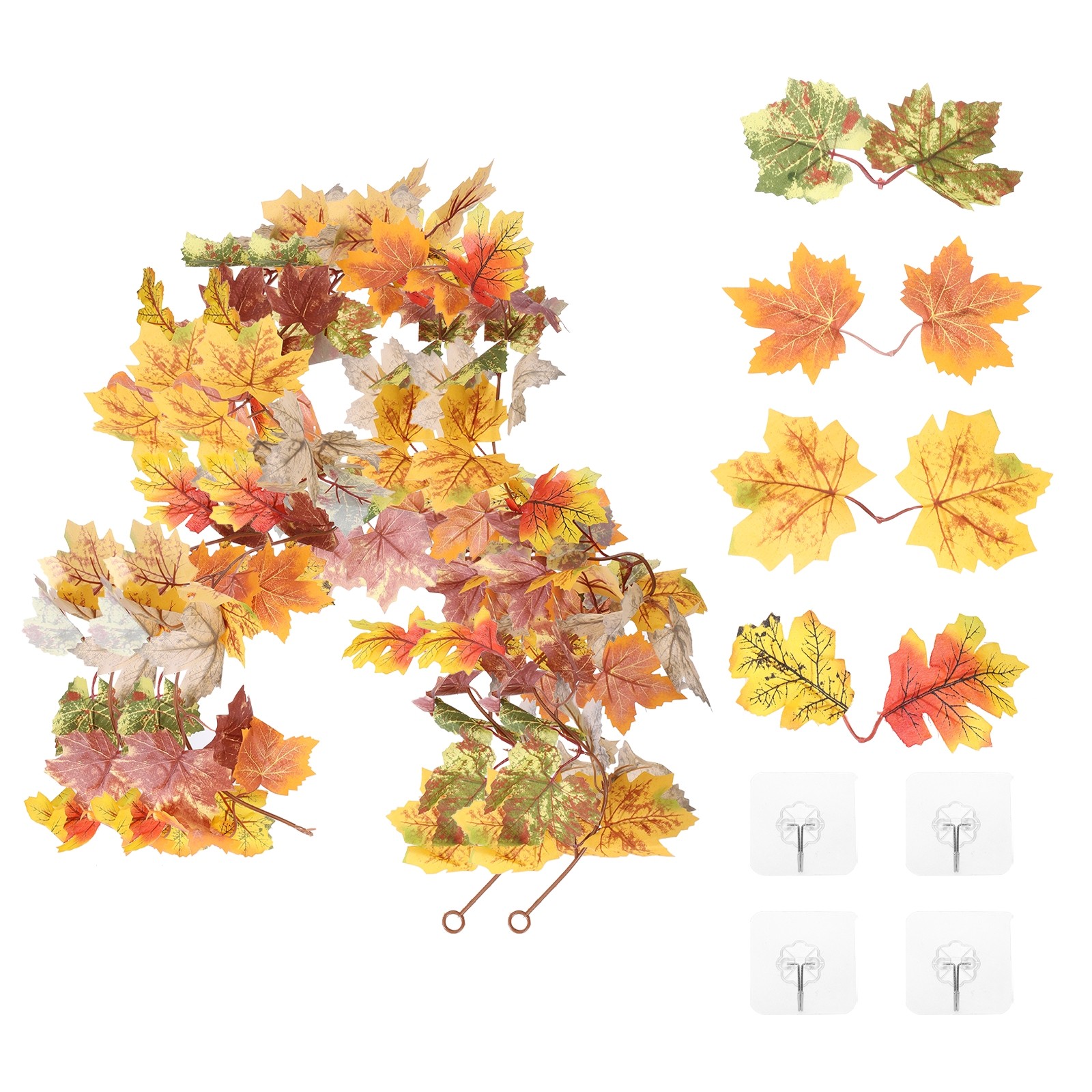 2Pcs Fall Maple Leaf Garland 5.9Ft Artificial Garland Decor Multicolor